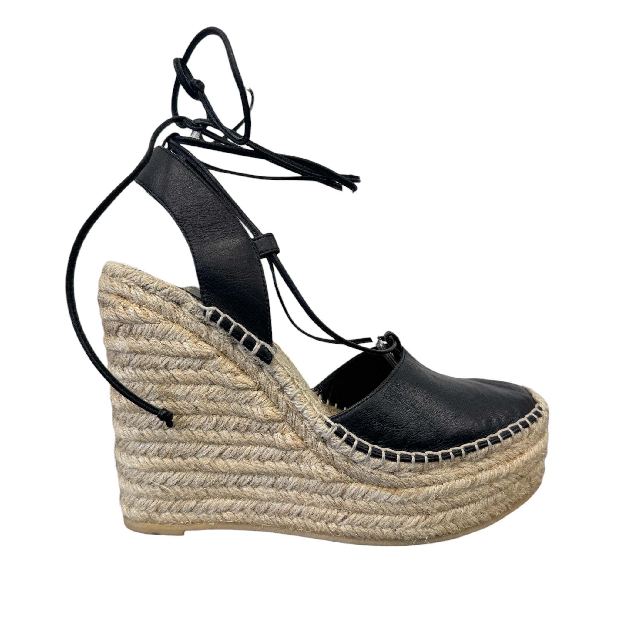Women's Platform Wedge Espadrilles Black Size EU 39 / UK 6