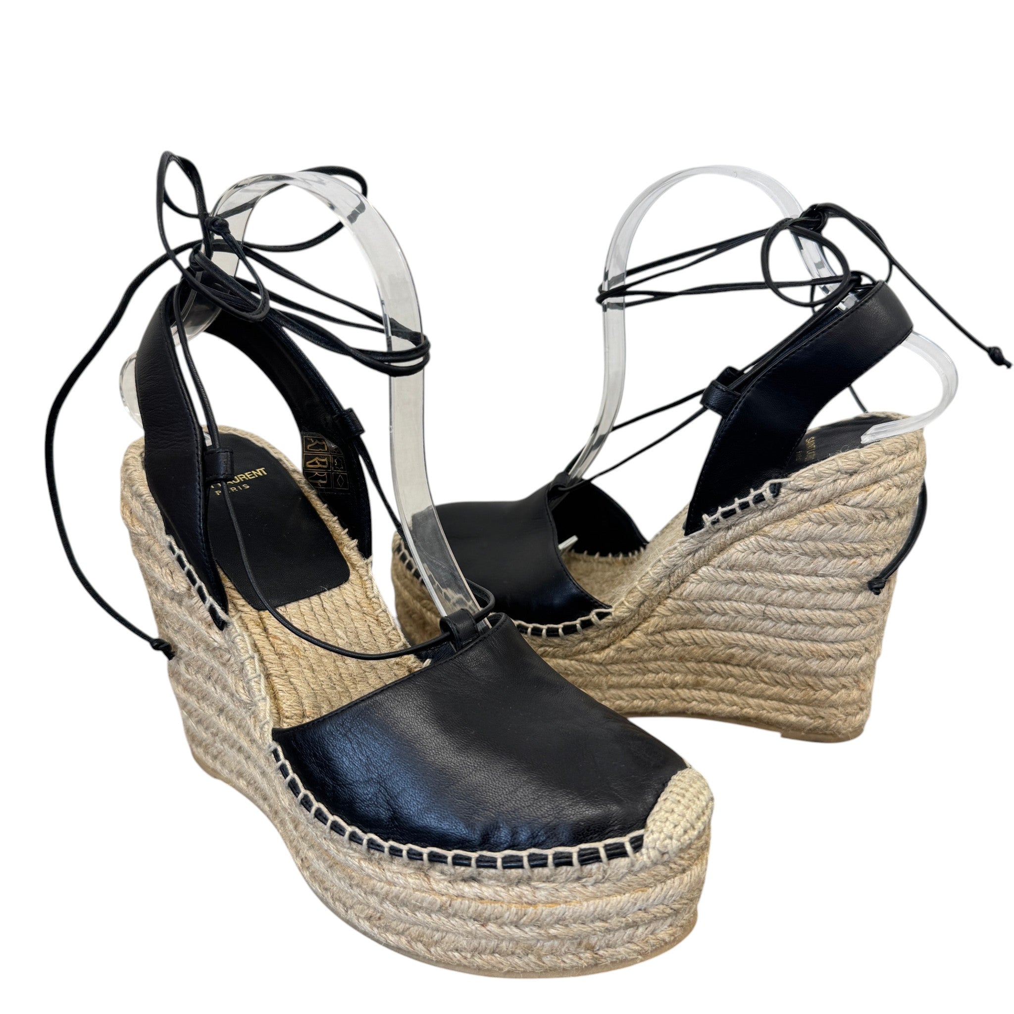 Women's Platform Wedge Espadrilles Black Size EU 39 / UK 6