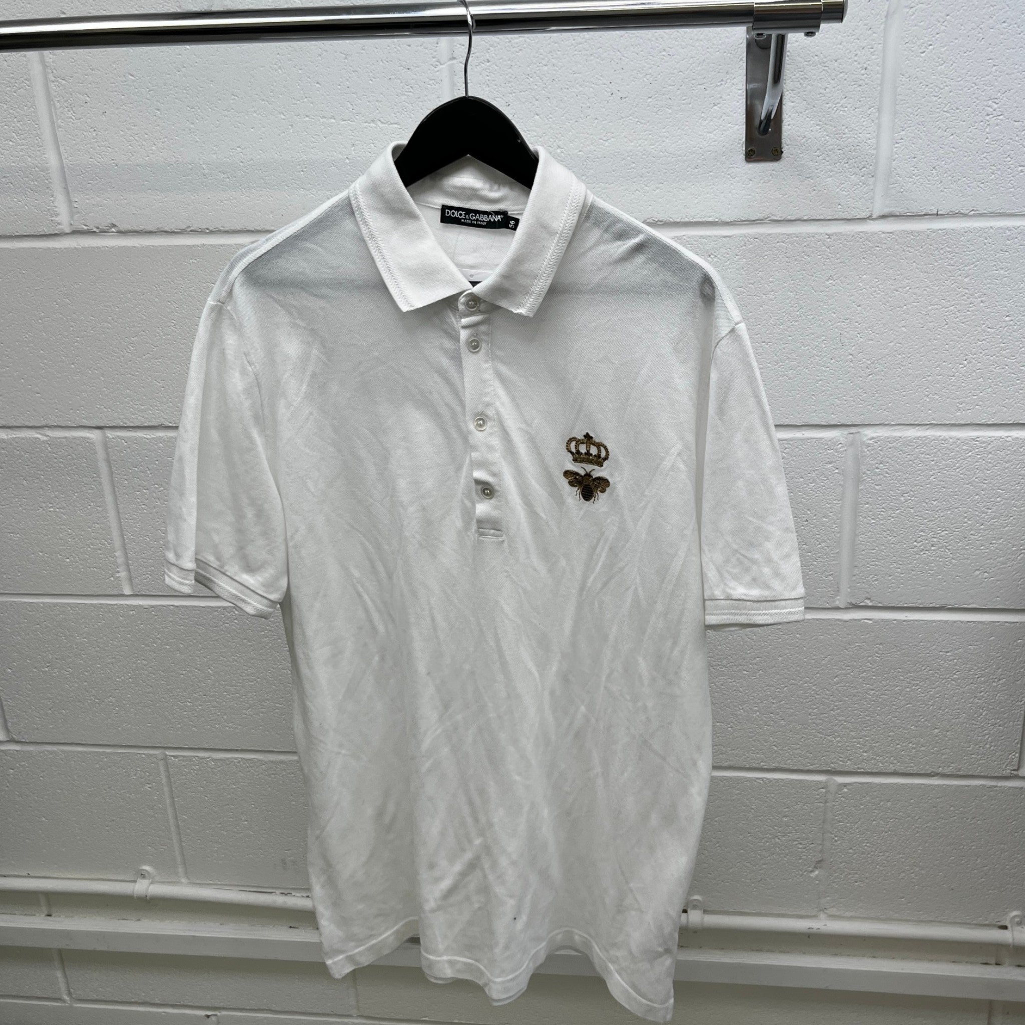 Men's Embroidered Piqué Polo Shirt White Size IT 56 / UK XXXL