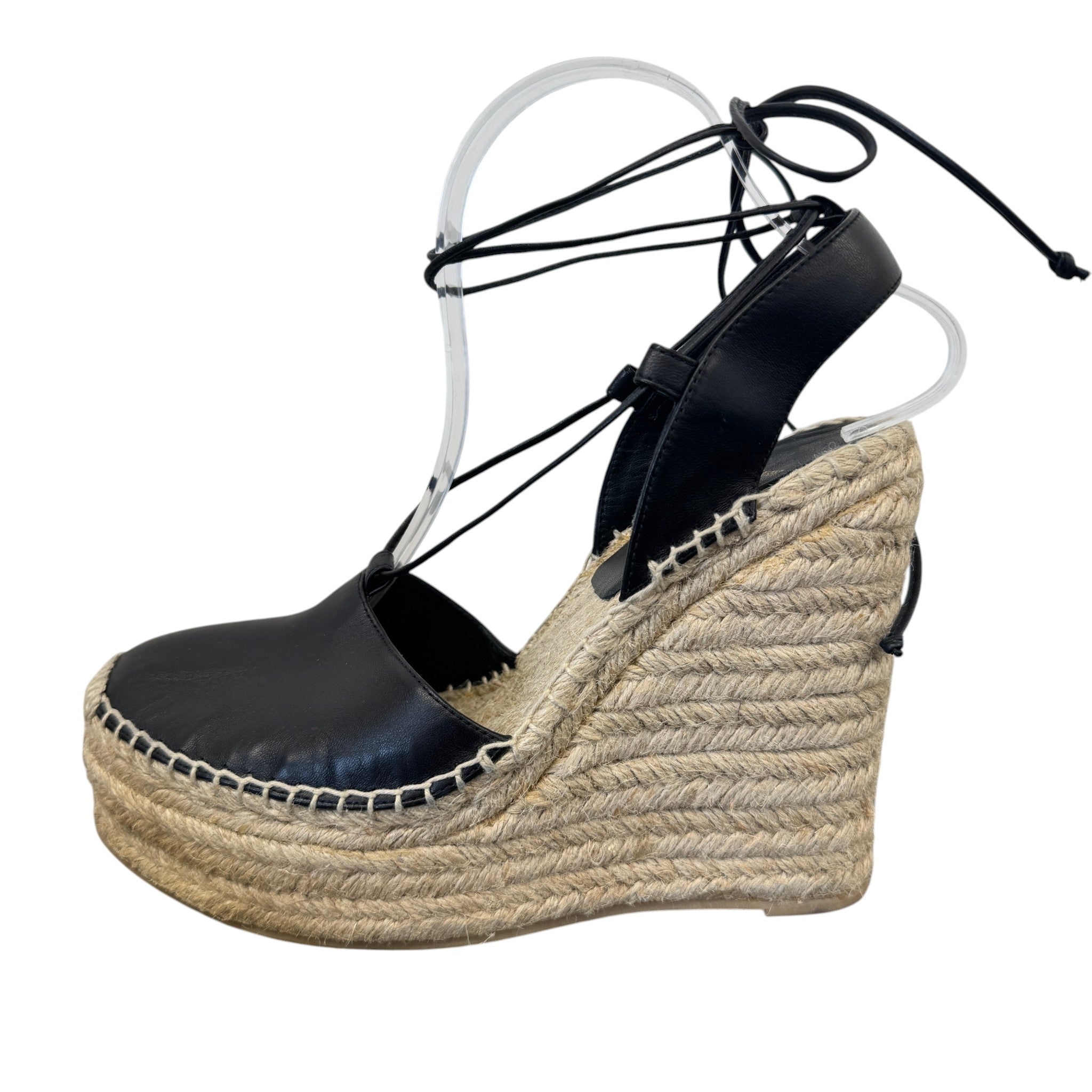 Women's Platform Wedge Espadrilles Black Size EU 39 / UK 6