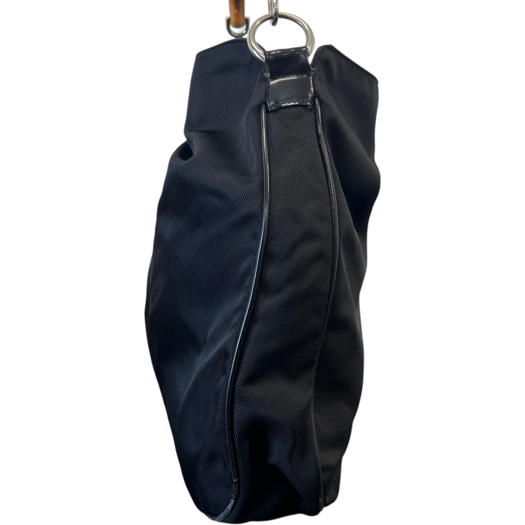 Women's Bamboo Nylon Hobo Bag Black