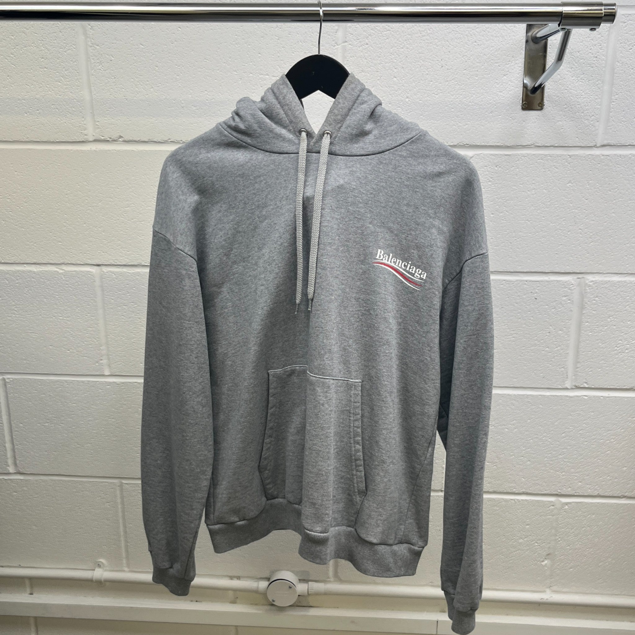Men's Political Logo Hoodie Grey Size L