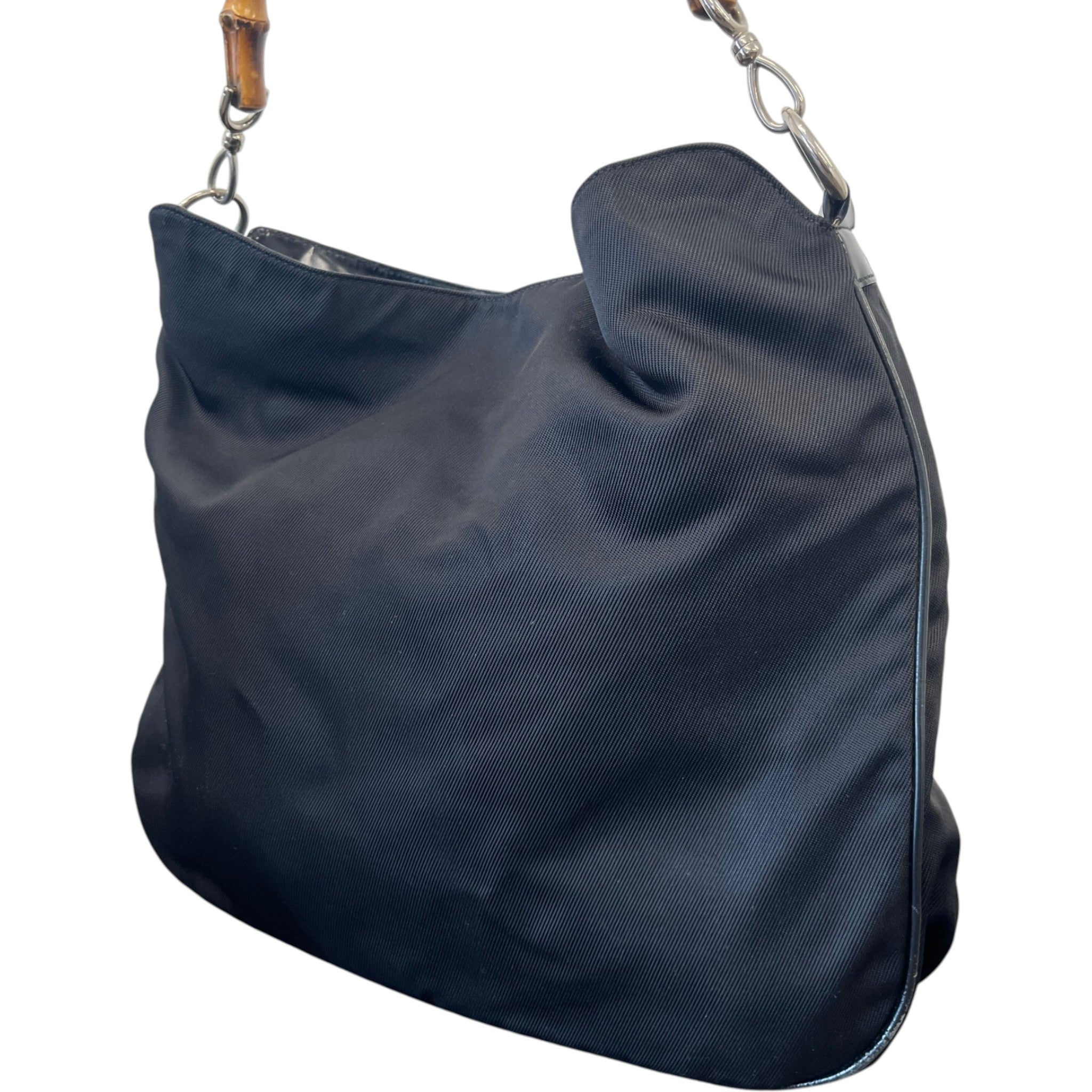 Women's Bamboo Nylon Hobo Bag Black