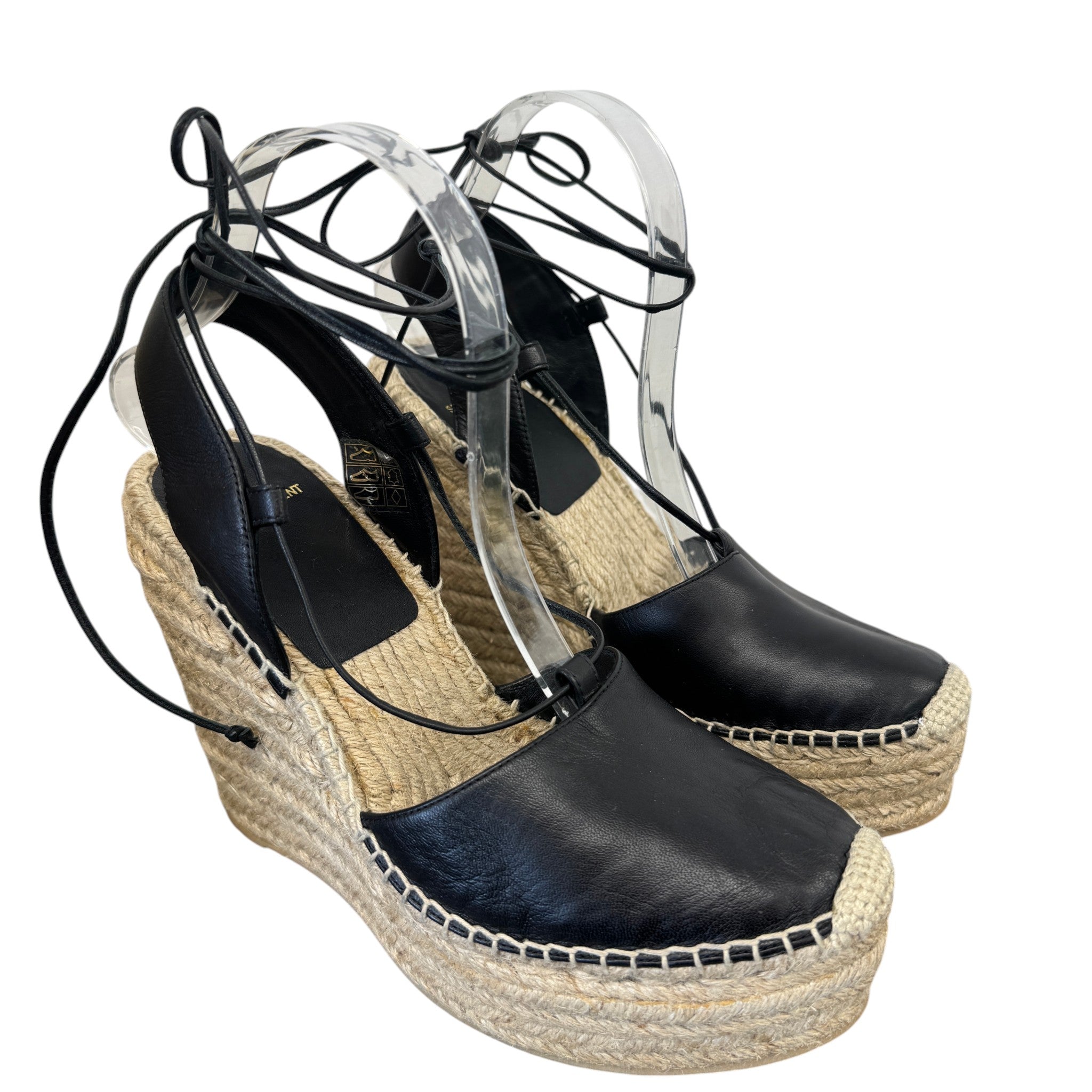 Women's Platform Wedge Espadrilles Black Size EU 39 / UK 6