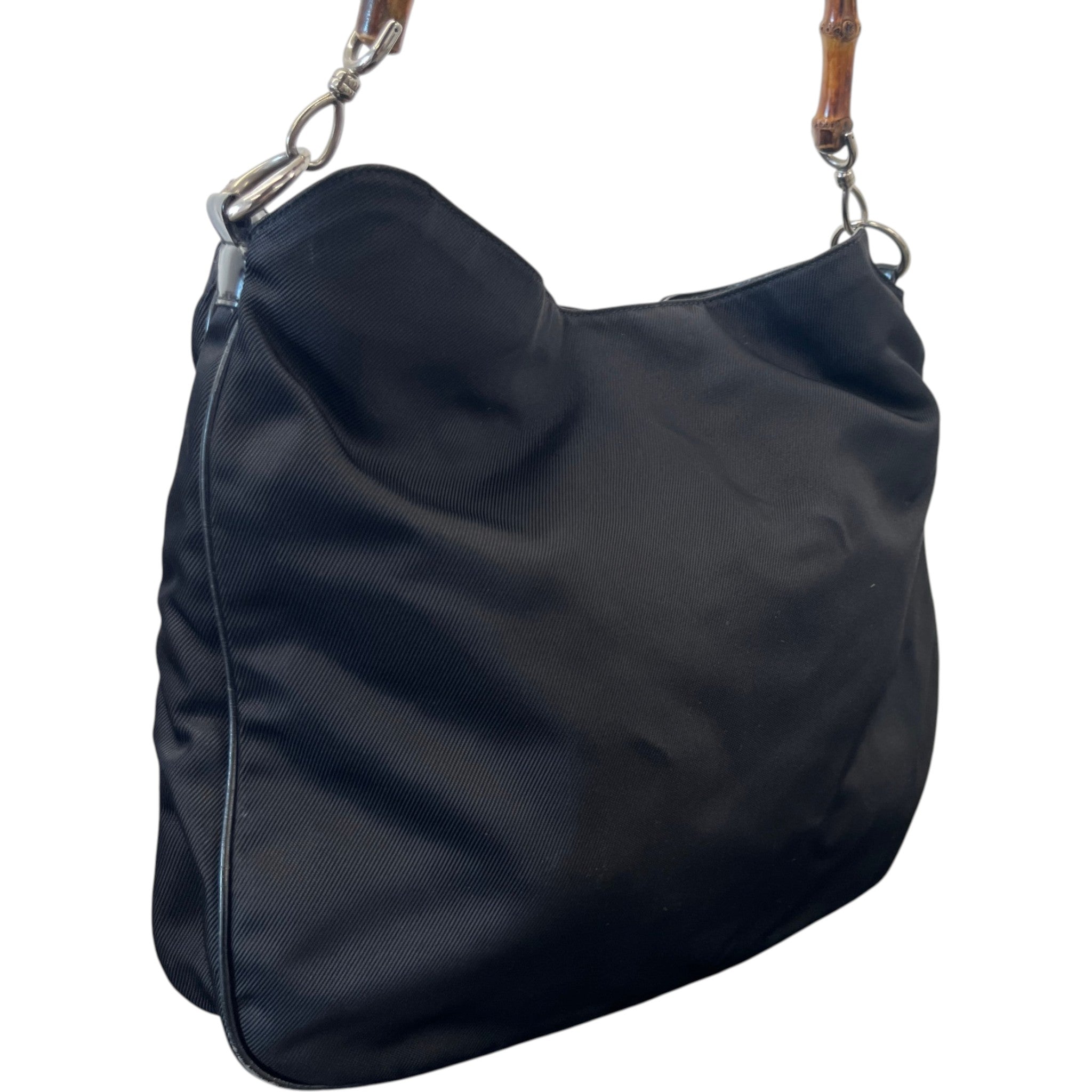 Women's Bamboo Nylon Hobo Bag Black