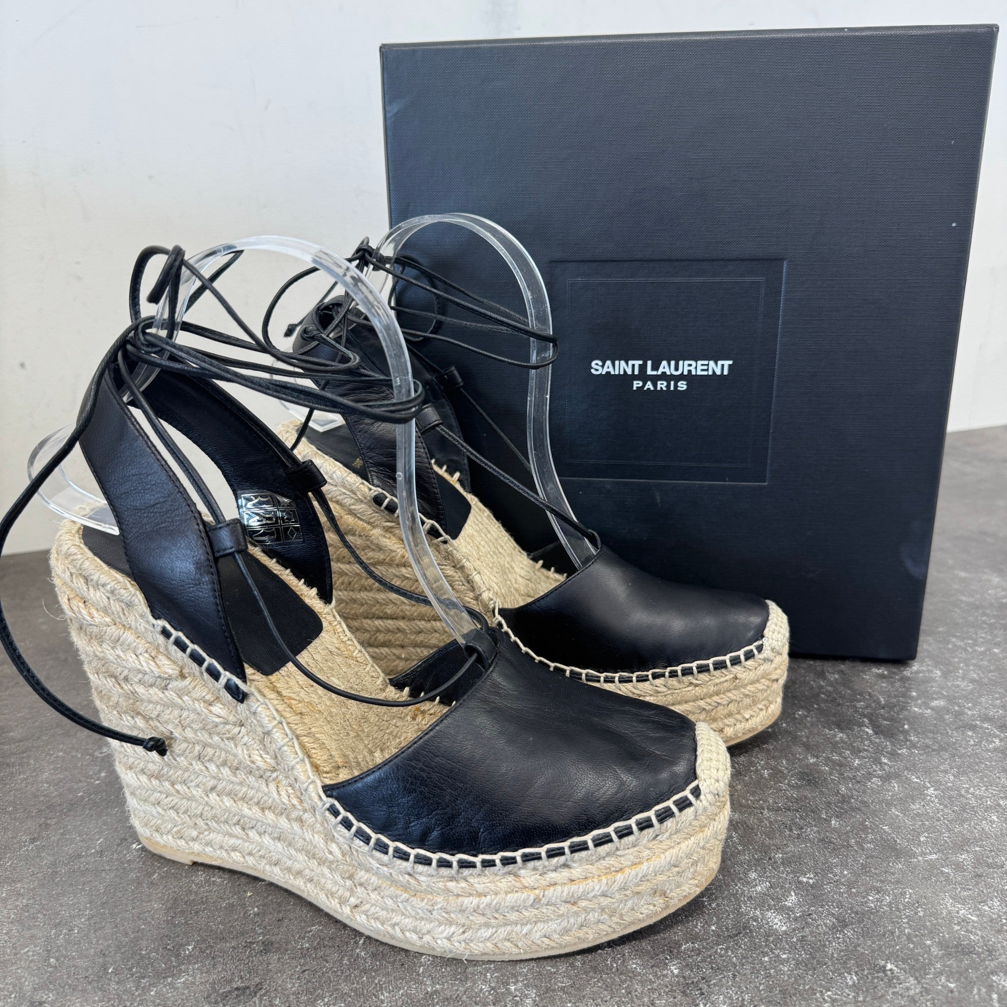 Women's Platform Wedge Espadrilles Black Size EU 39 / UK 6