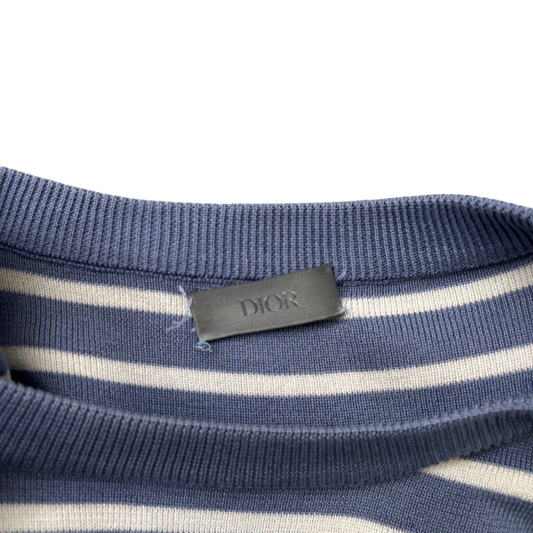 Men's Stripe Logo Print T-Shirt Blue Size M