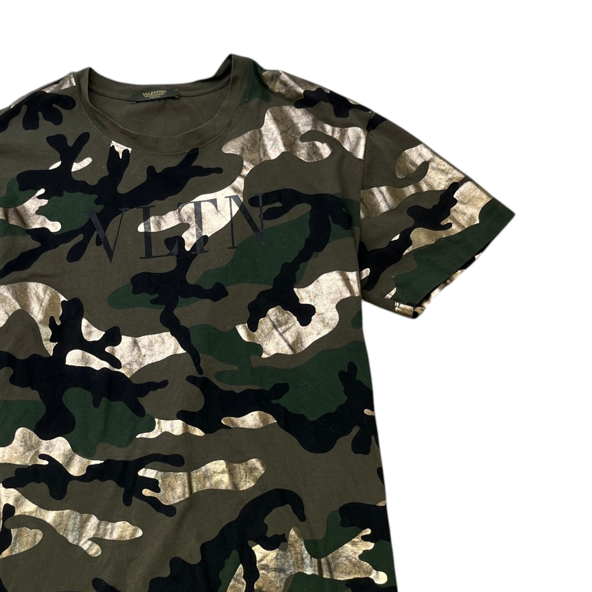 Men's Camouflage Print T-Shirt Khaki Size M
