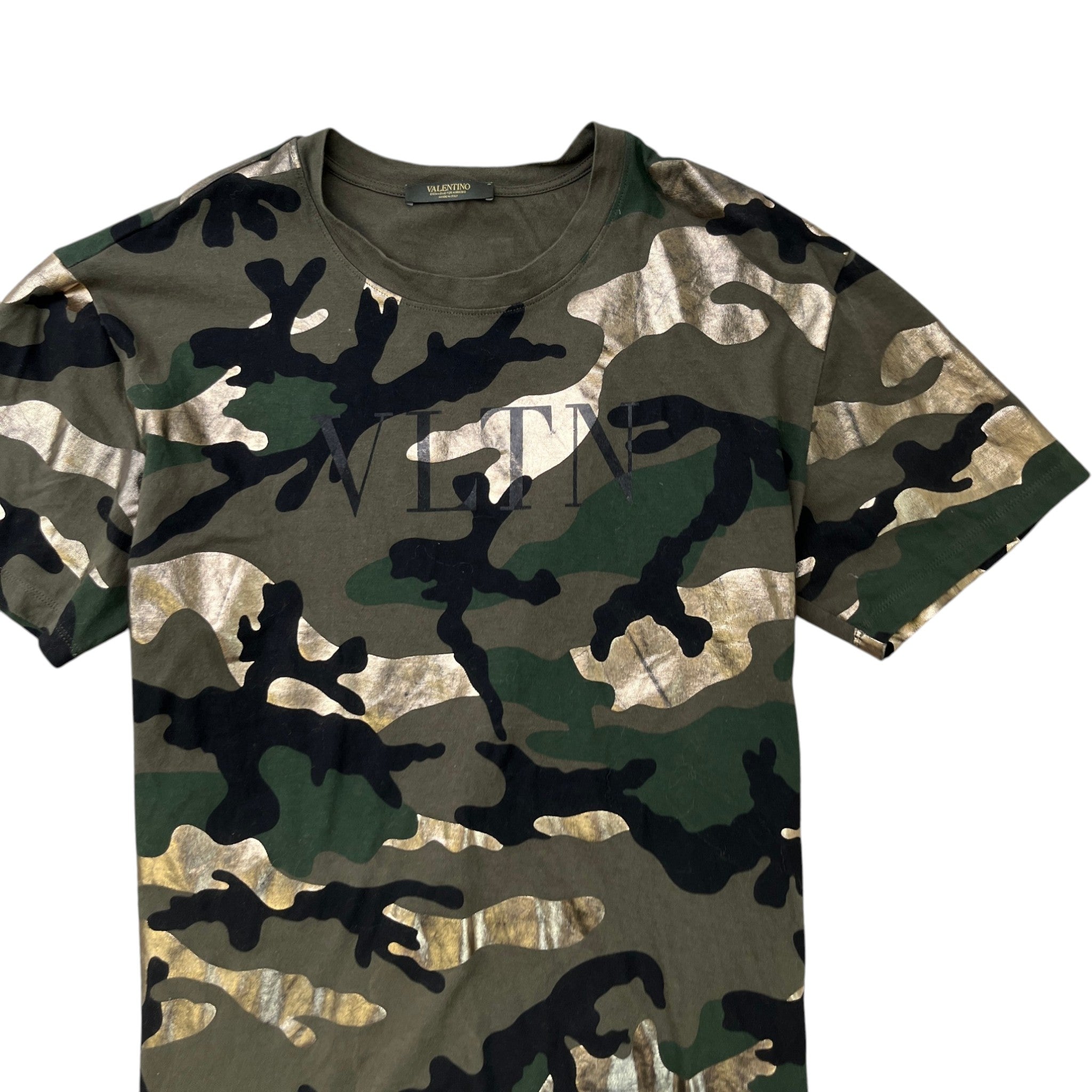Men's Camouflage Print T-Shirt Khaki Size M