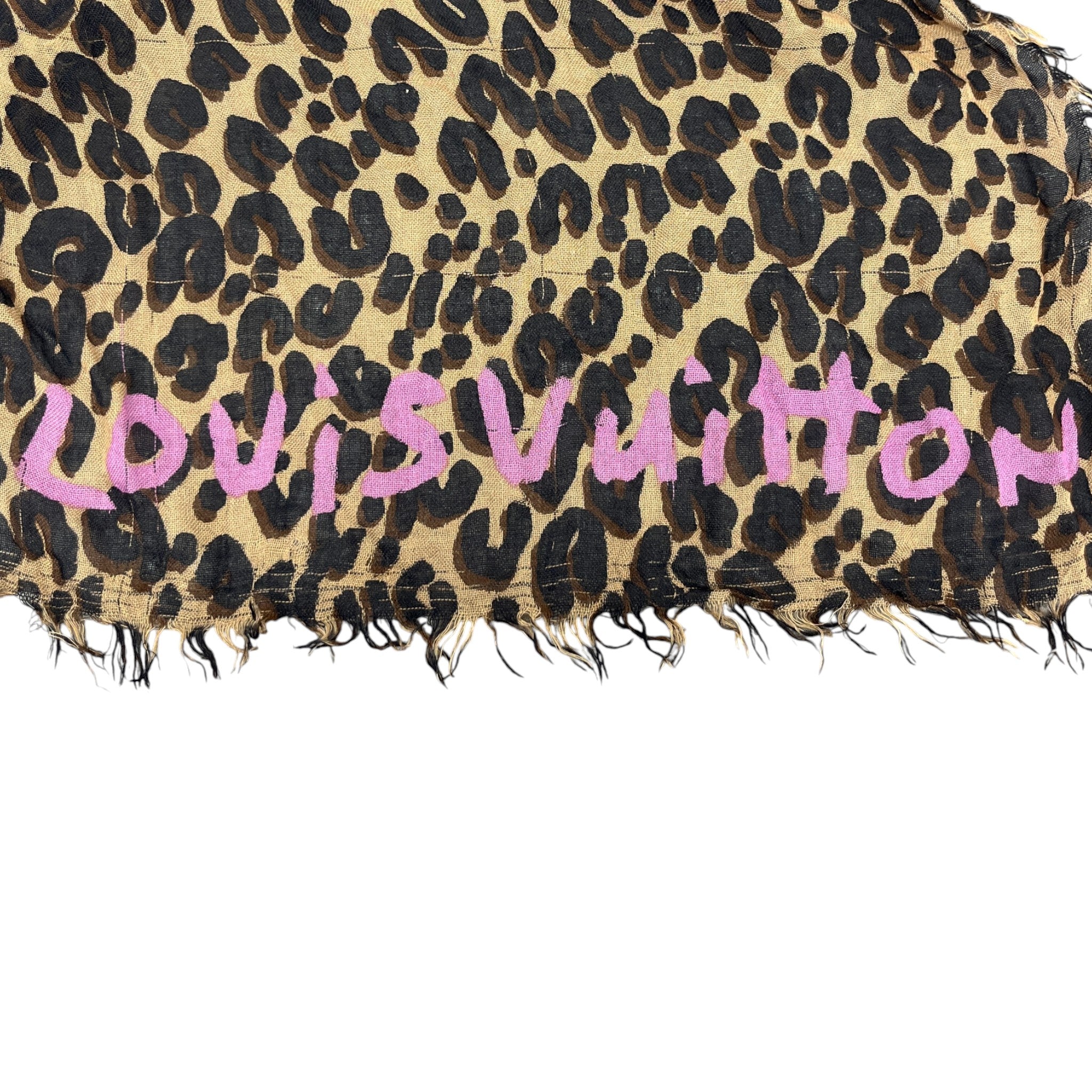 Women's Leopard Print Logo Scarf Brown