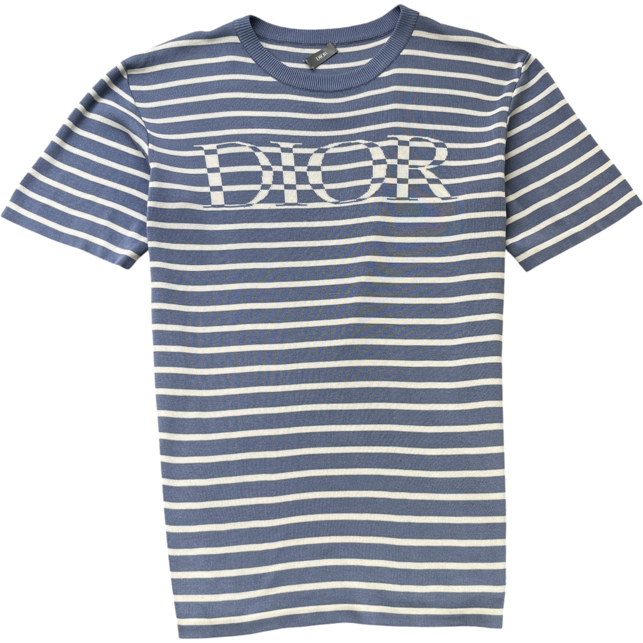 Men's Stripe Logo Print T-Shirt Blue Size M
