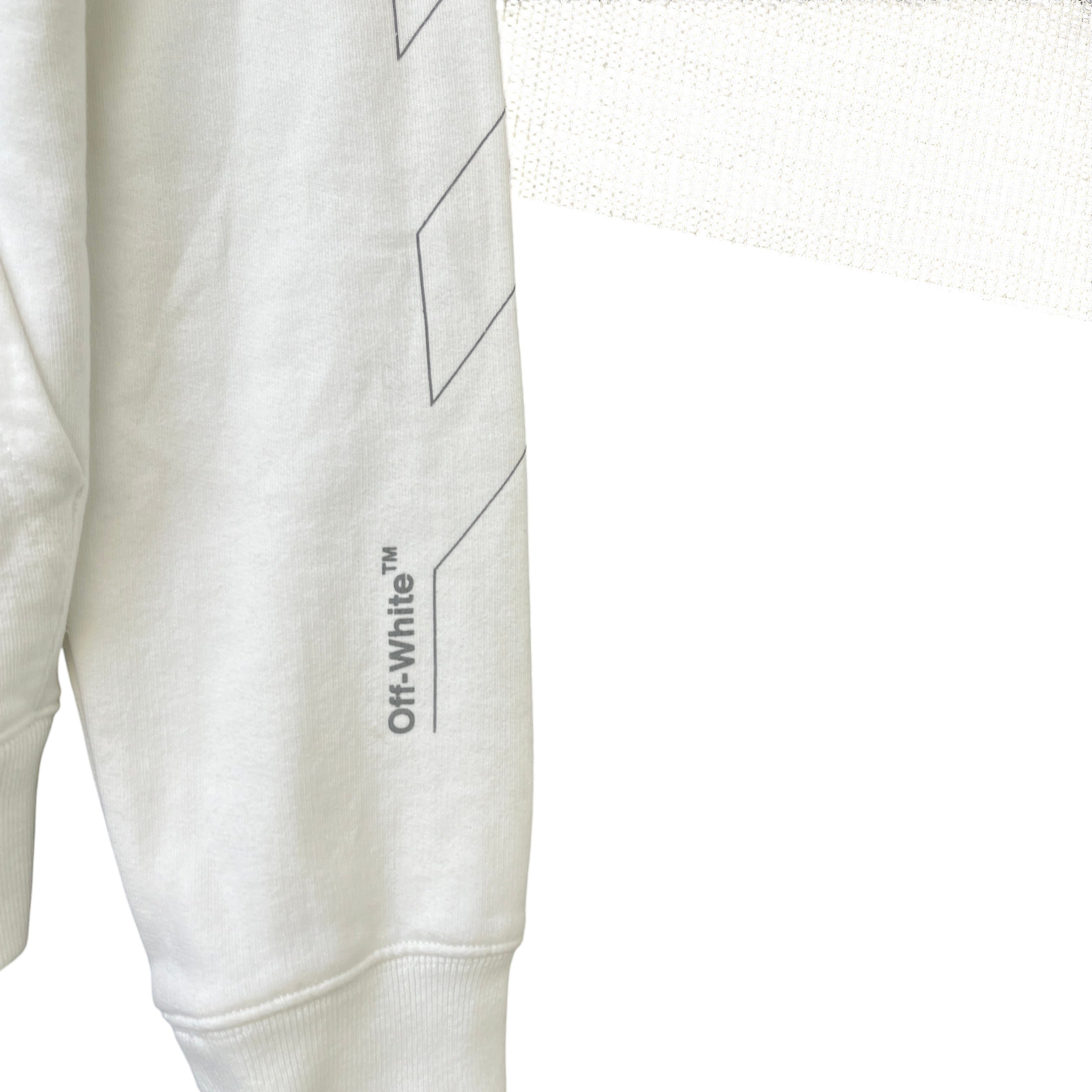 Men's Arrow Logo Print Hoodie White Size M