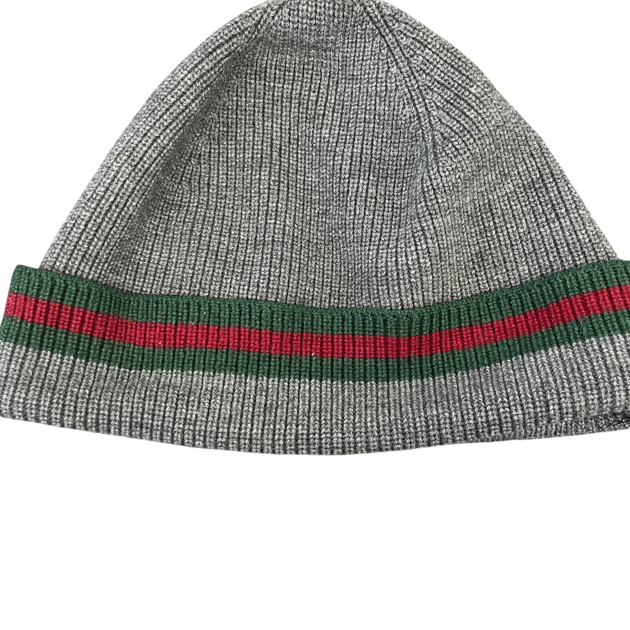 Men's Web Stripe Beanie Hat Grey