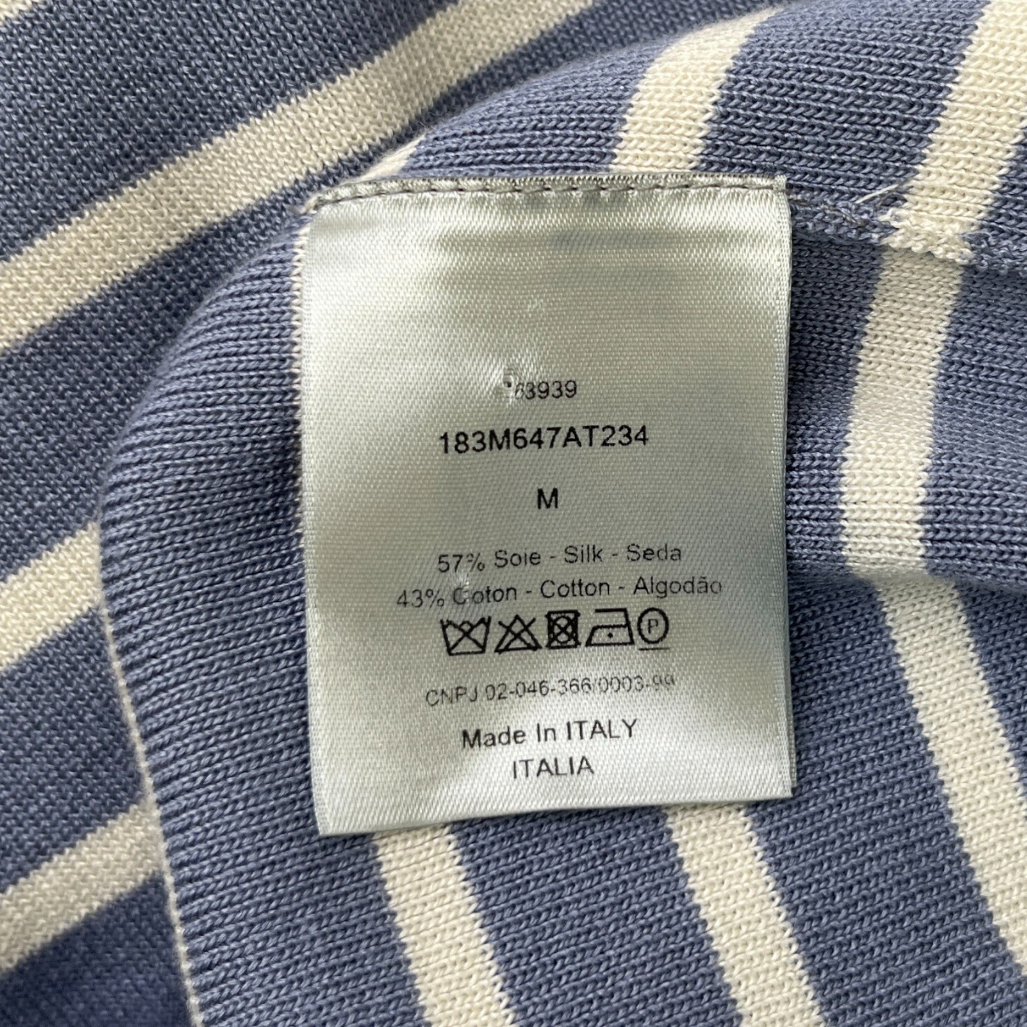 Men's Stripe Logo Print T-Shirt Blue Size M