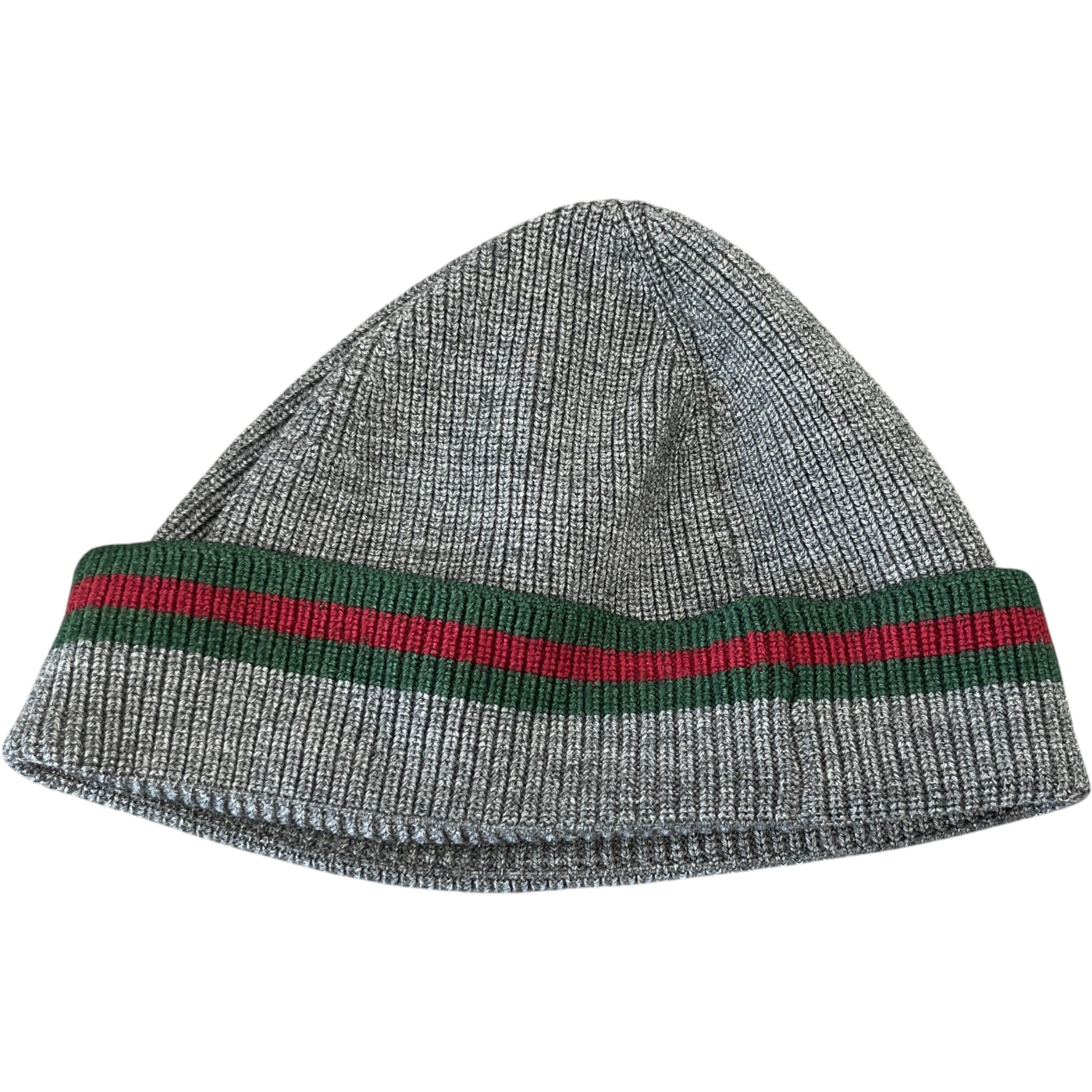 Men's Web Stripe Beanie Hat Grey