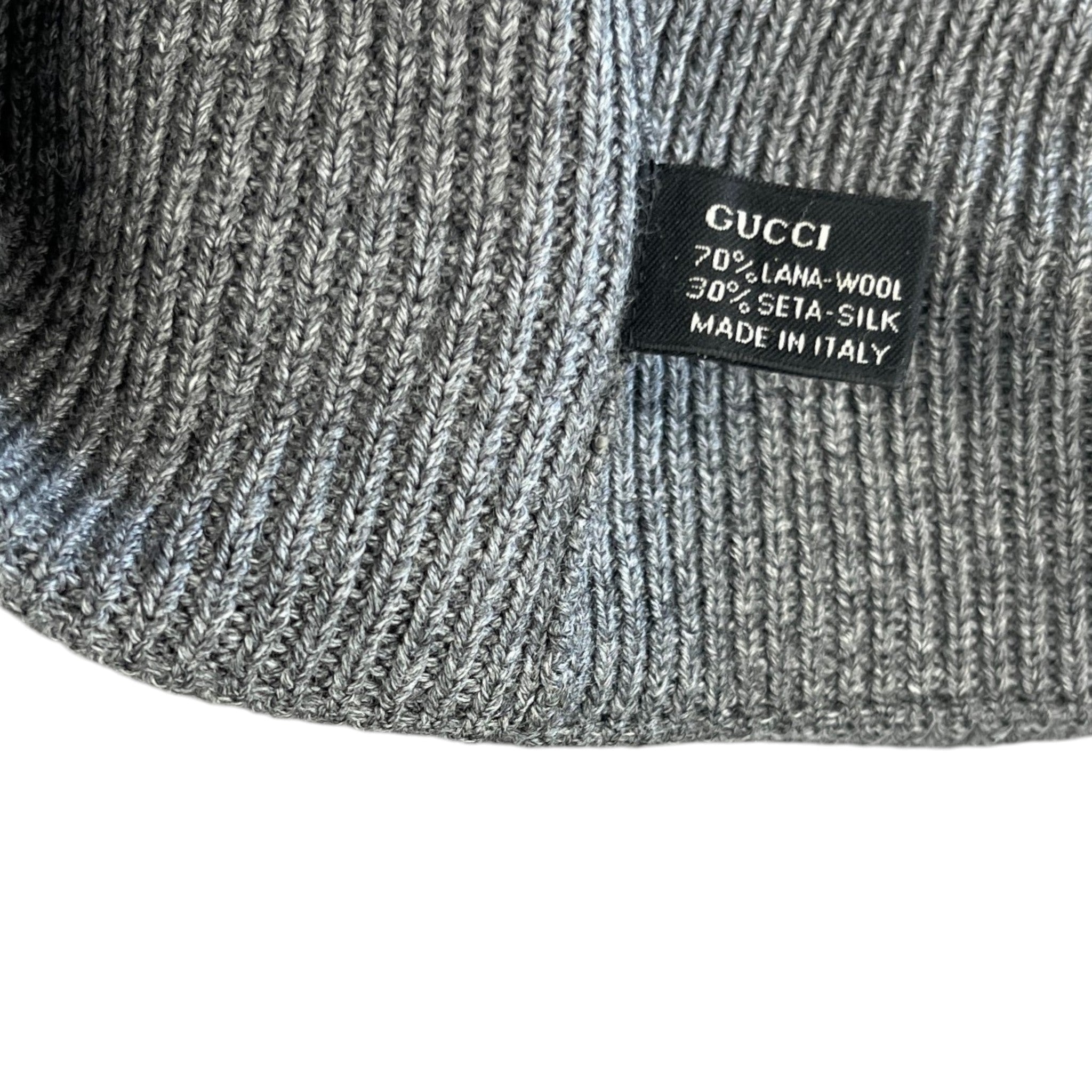 Men's Web Stripe Beanie Hat Grey