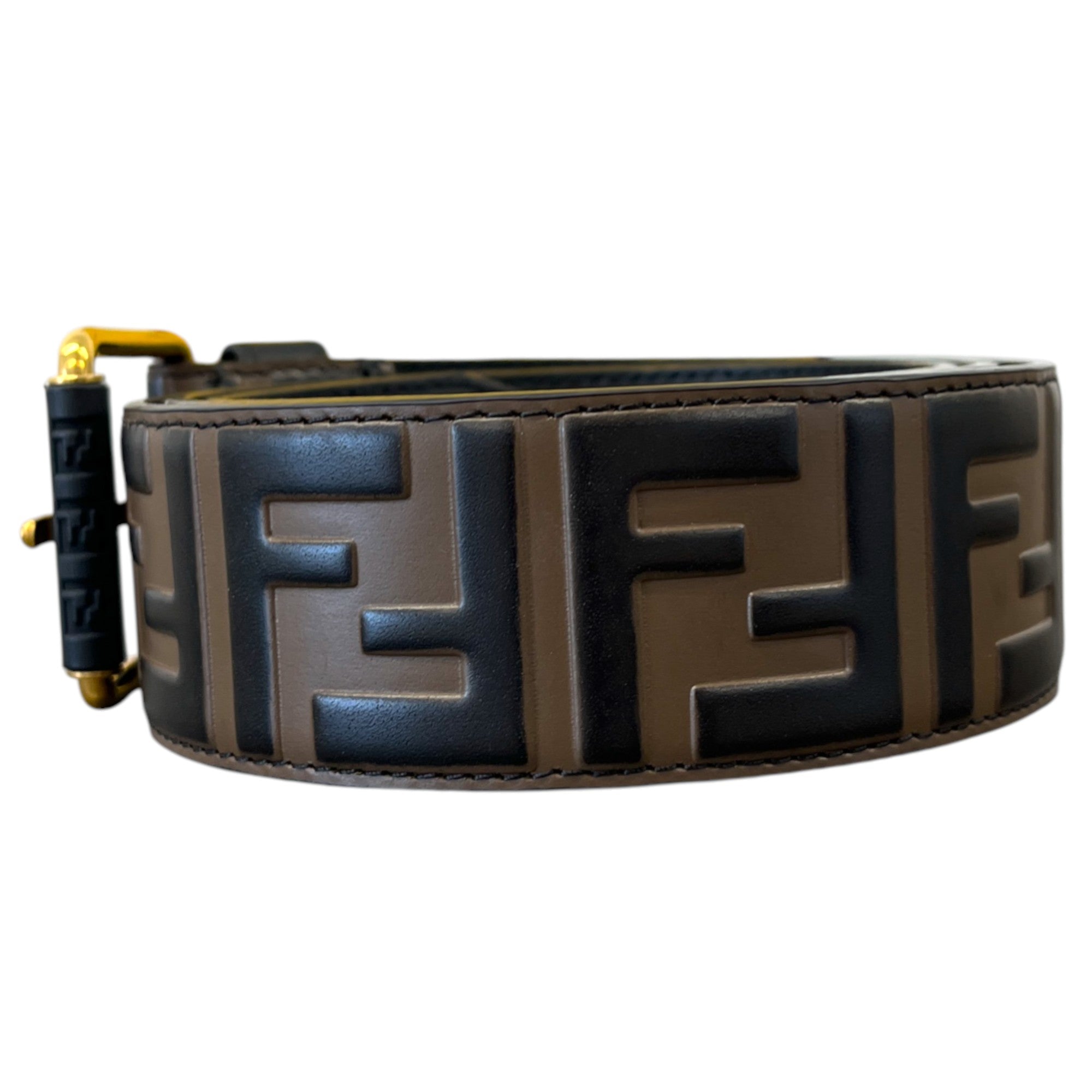 Men's Ff Logo Belt Brown Size Waist 38"
