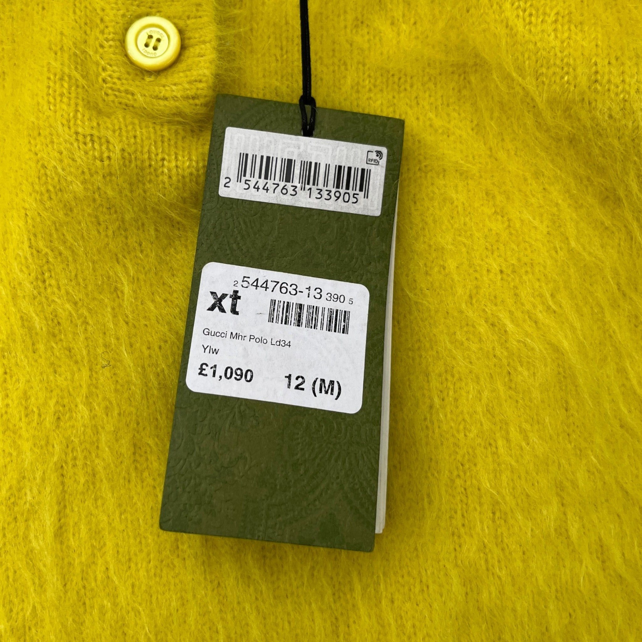 Women's Mohair Crystal-Embellished Logo Polo Polo Shirt Yellow Size M