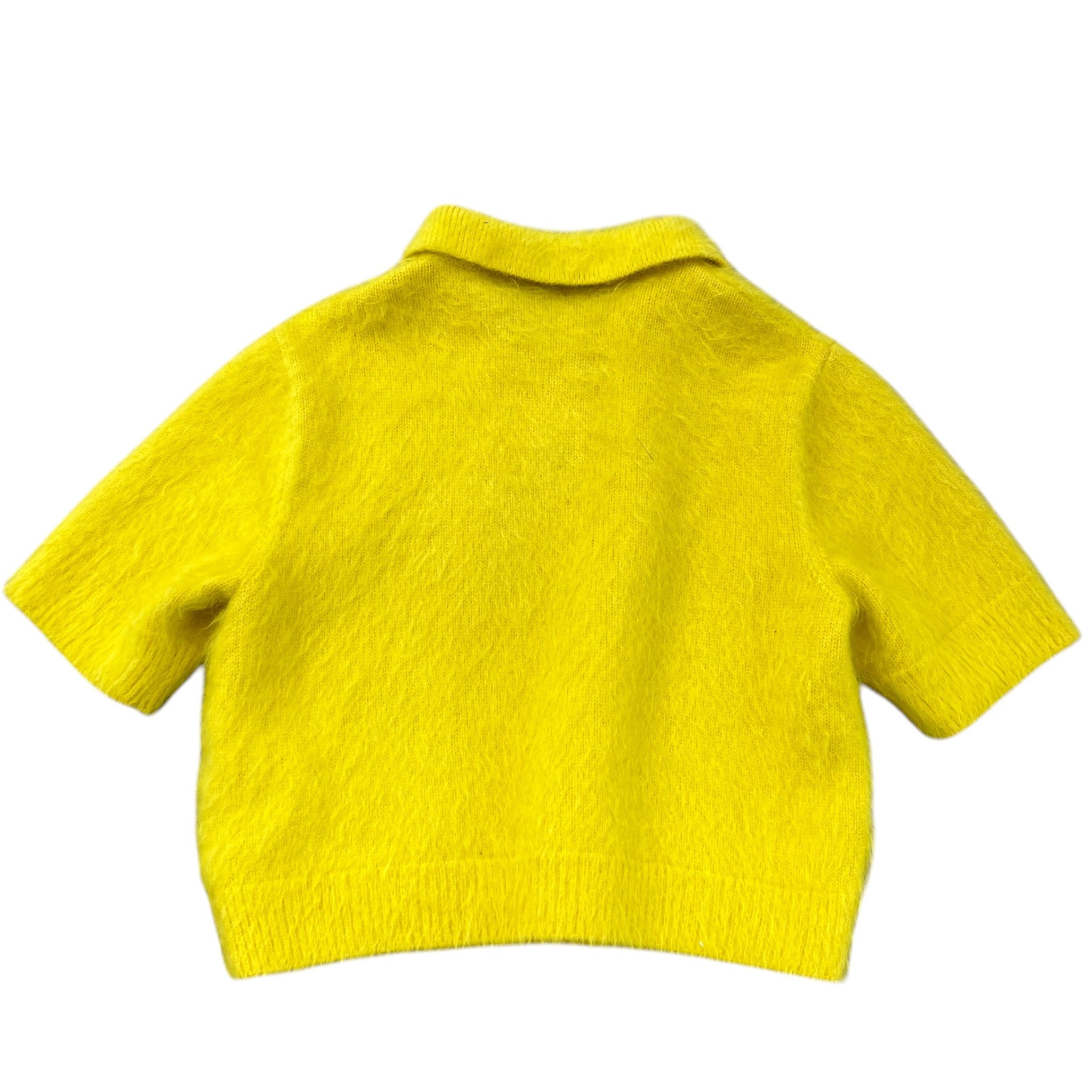 Women's Mohair Crystal-Embellished Logo Polo Polo Shirt Yellow Size M