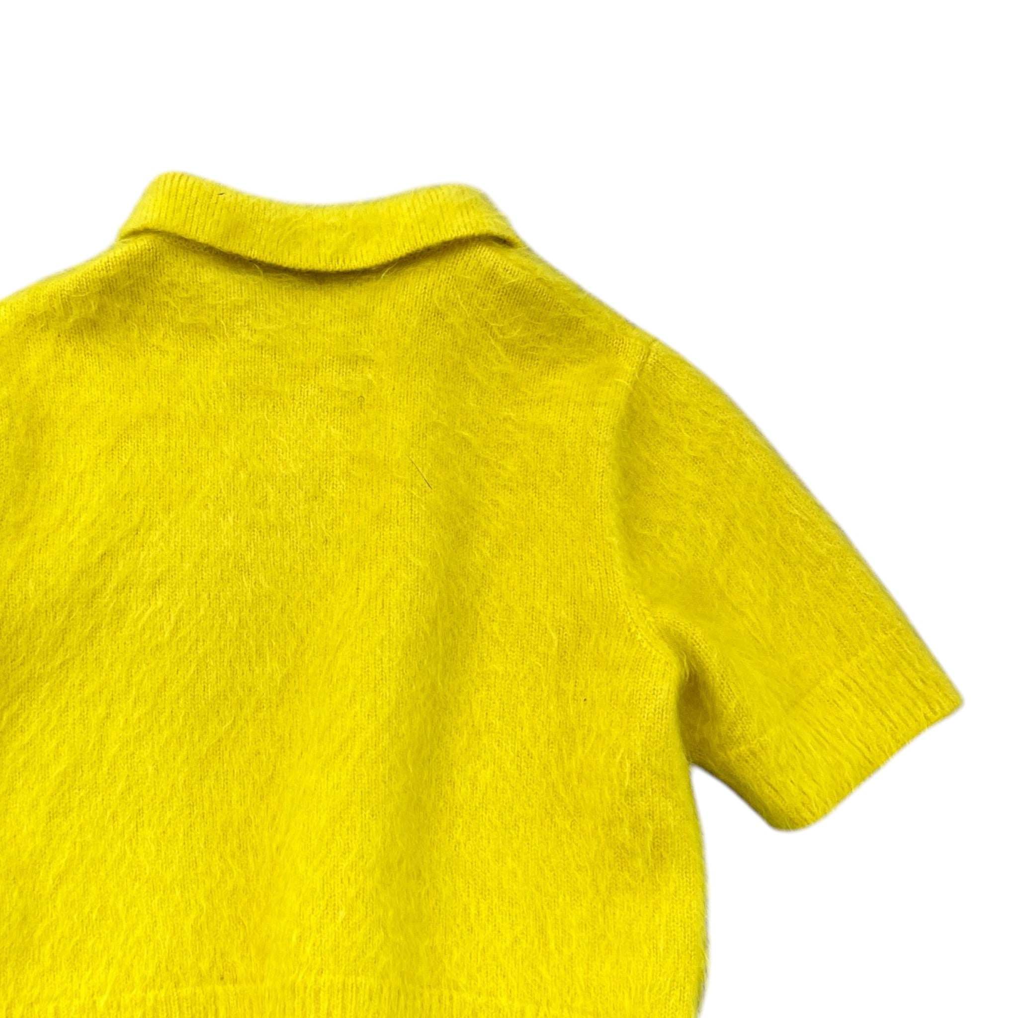 Women's Mohair Crystal-Embellished Logo Polo Polo Shirt Yellow Size M