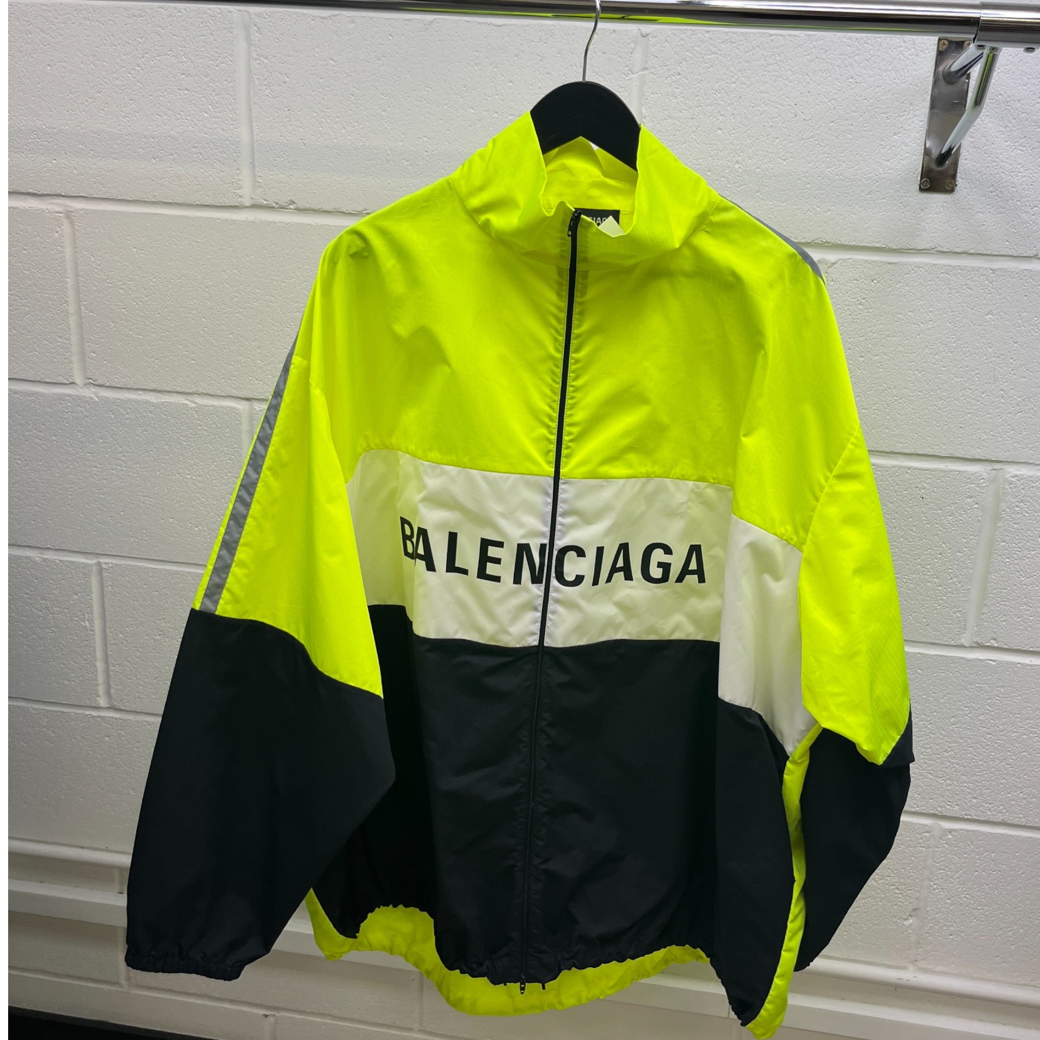 Men's Neon Logo Print Jacket Yellow Size XL