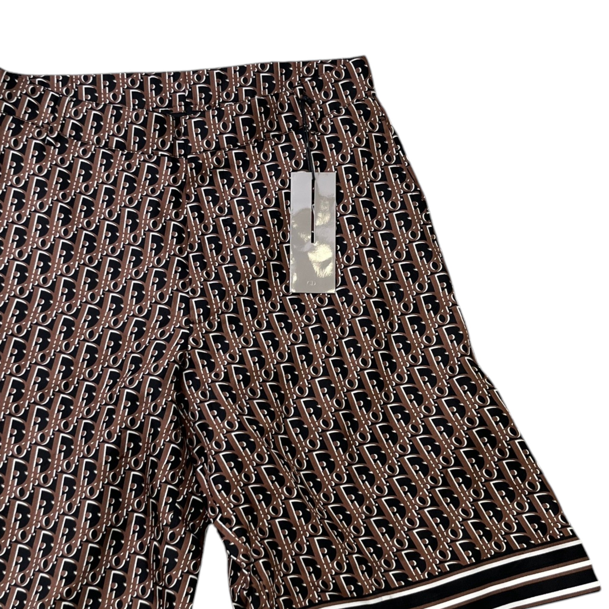 Men's Oblique Silk Shorts Brown Size IT 44 / UK 28