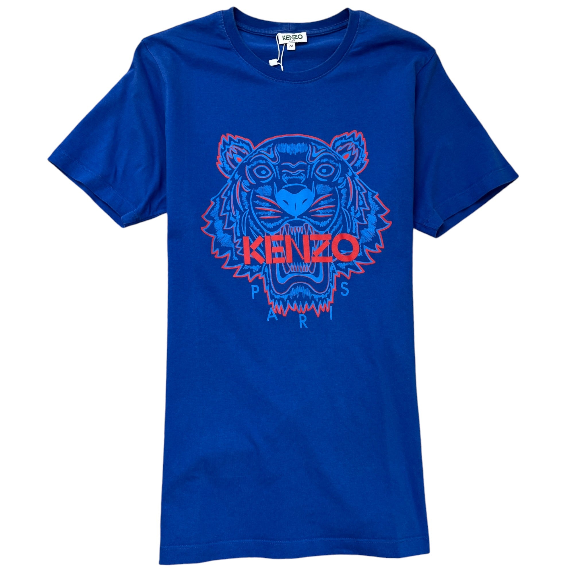 Men's Tiger Logo Print T-Shirt Blue Size M