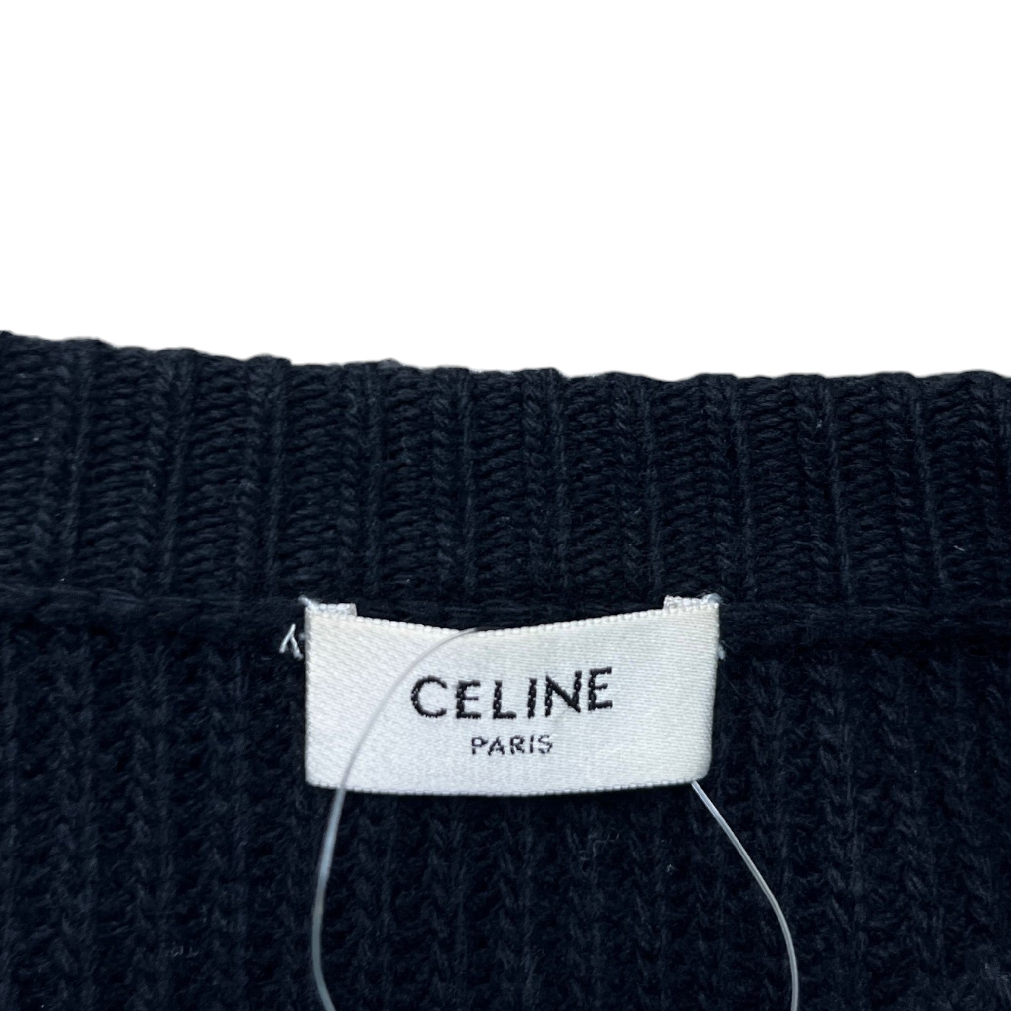 Men's Ribbed Wool Logo Jumper Black Size M