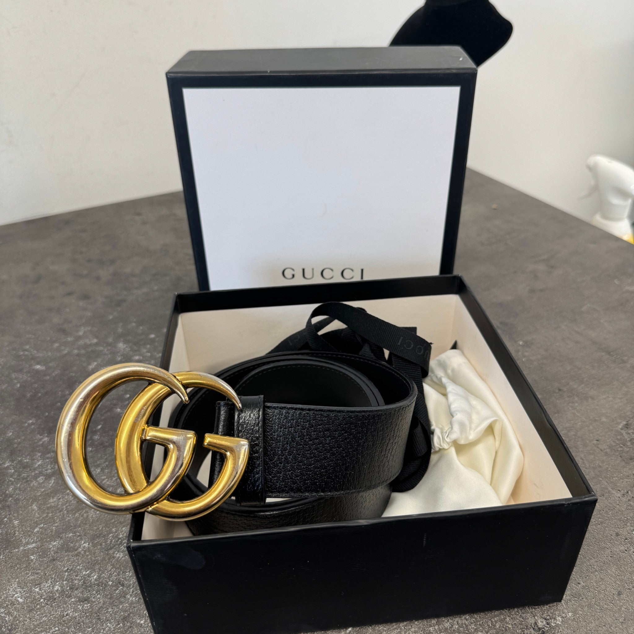 Women's Gg Marmont Belt Black Size 80CM / UK 8