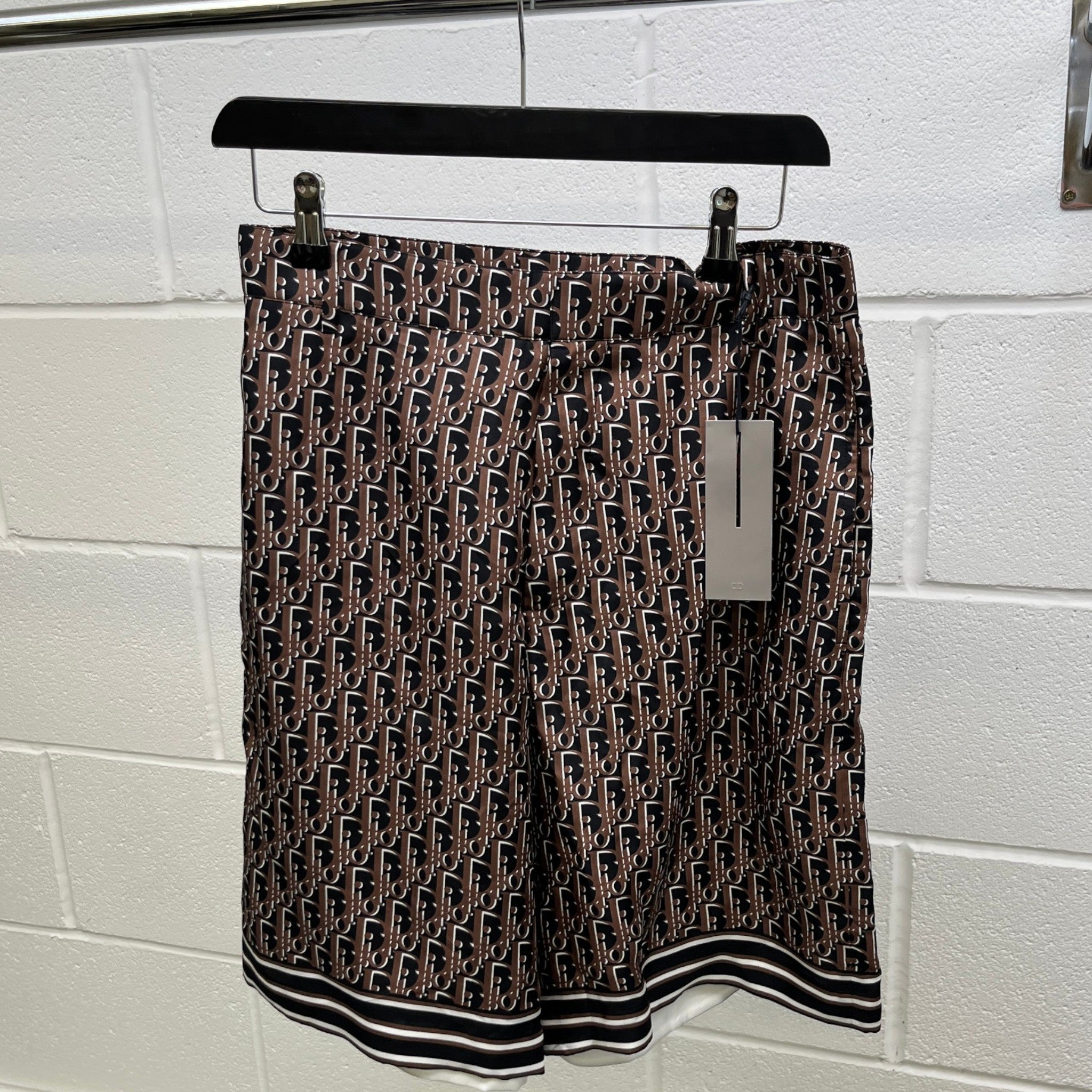 Men's Oblique Silk Shorts Brown Size IT 44 / UK 28