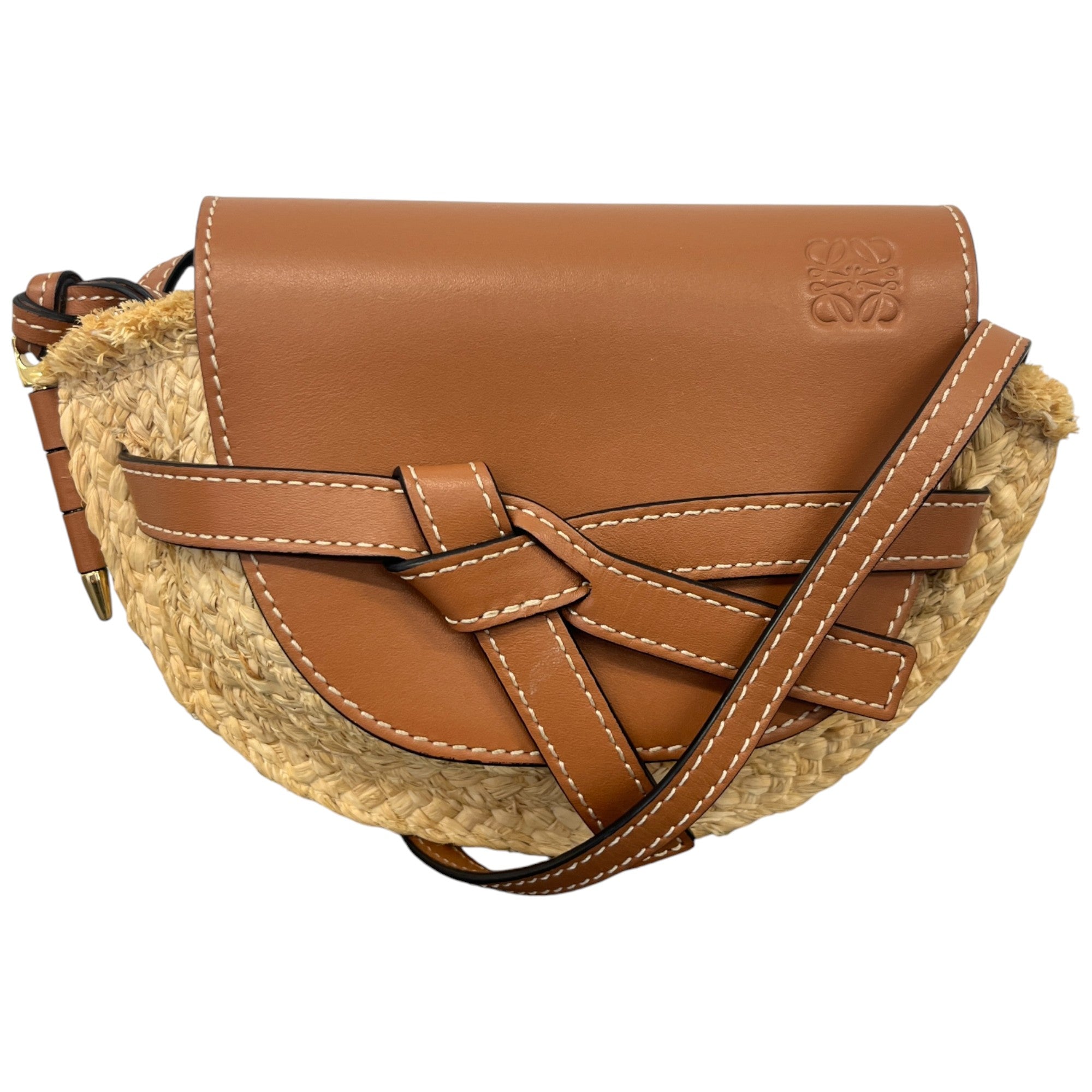Women's Raffia Mini Gate Handbag Brown