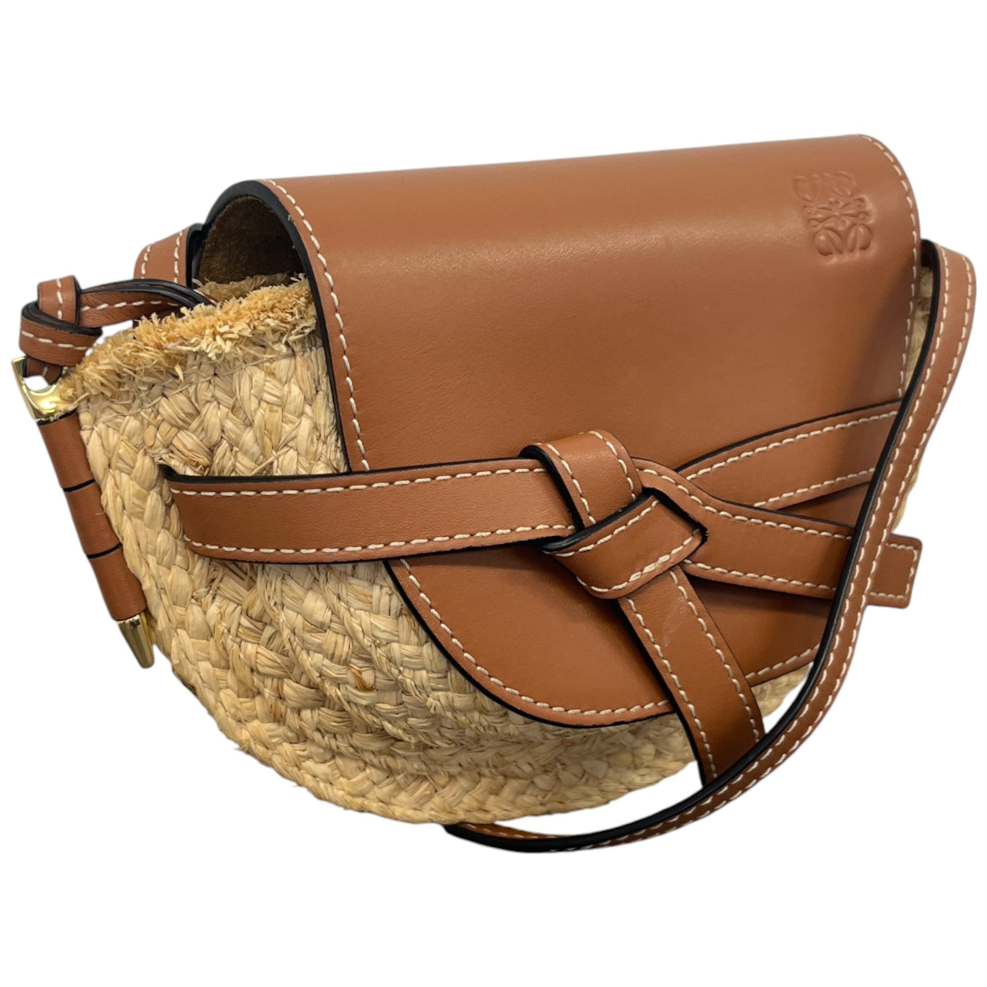 Women's Raffia Mini Gate Handbag Brown