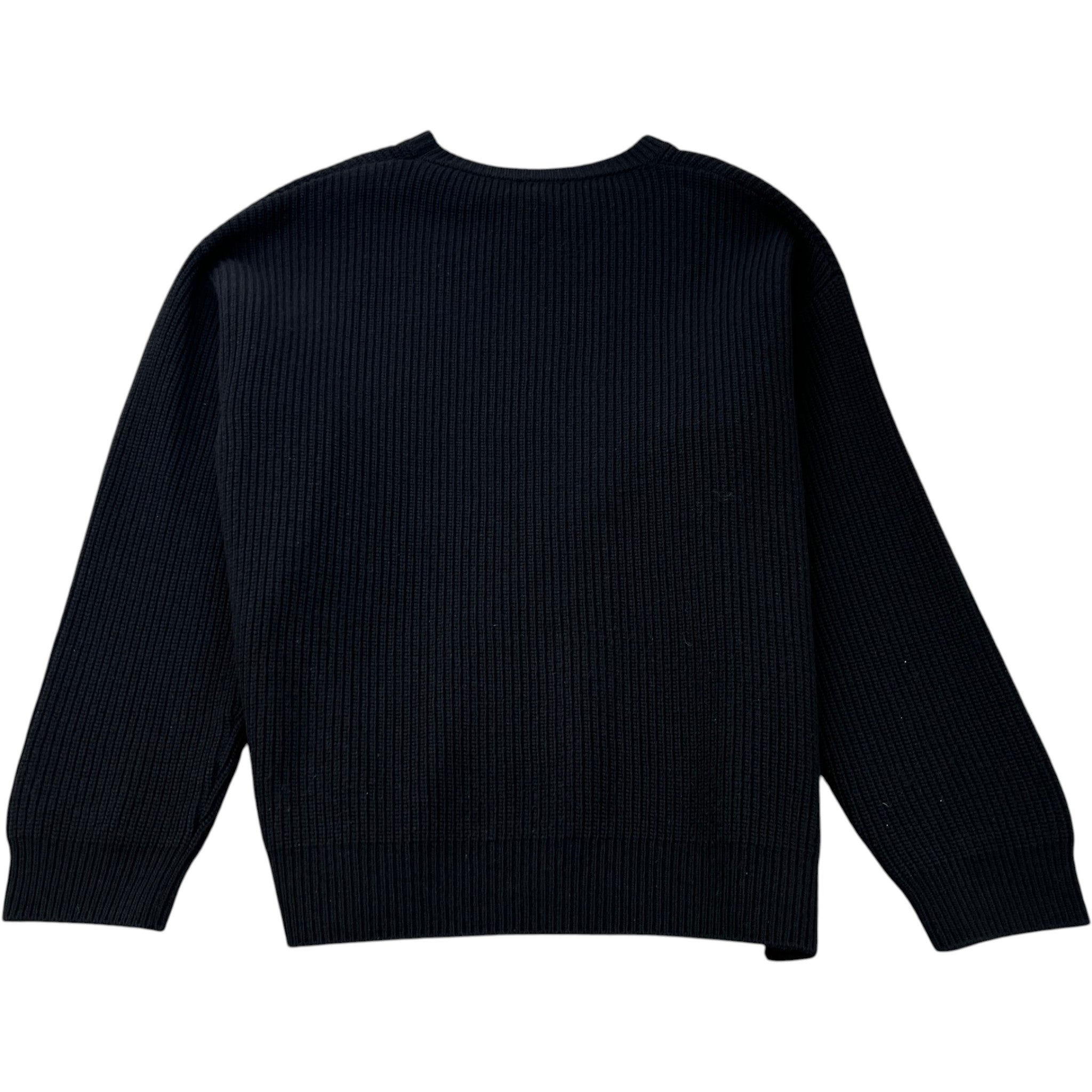 Men's Ribbed Wool Logo Jumper Black Size M