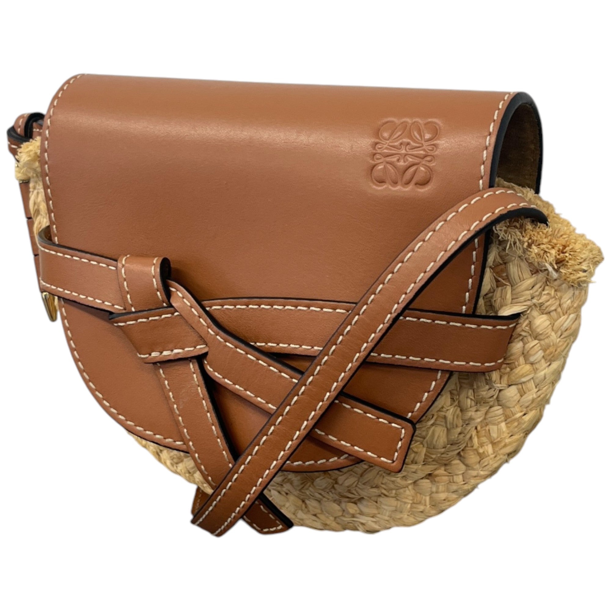 Women's Raffia Mini Gate Handbag Brown