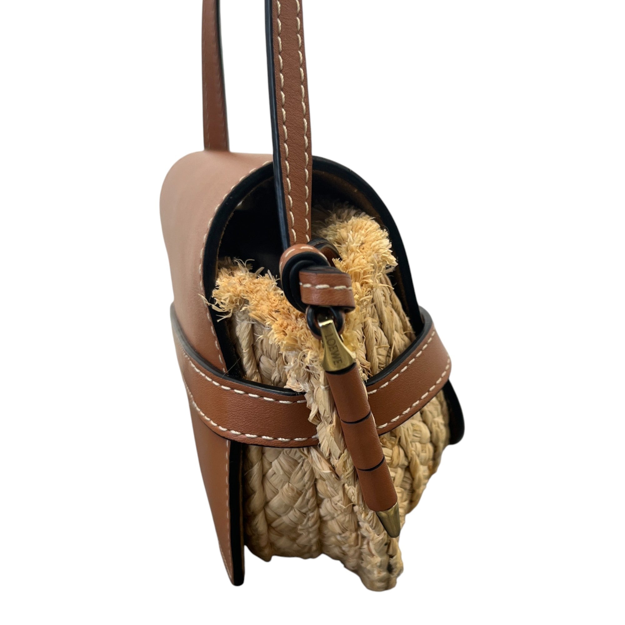 Women's Raffia Mini Gate Handbag Brown