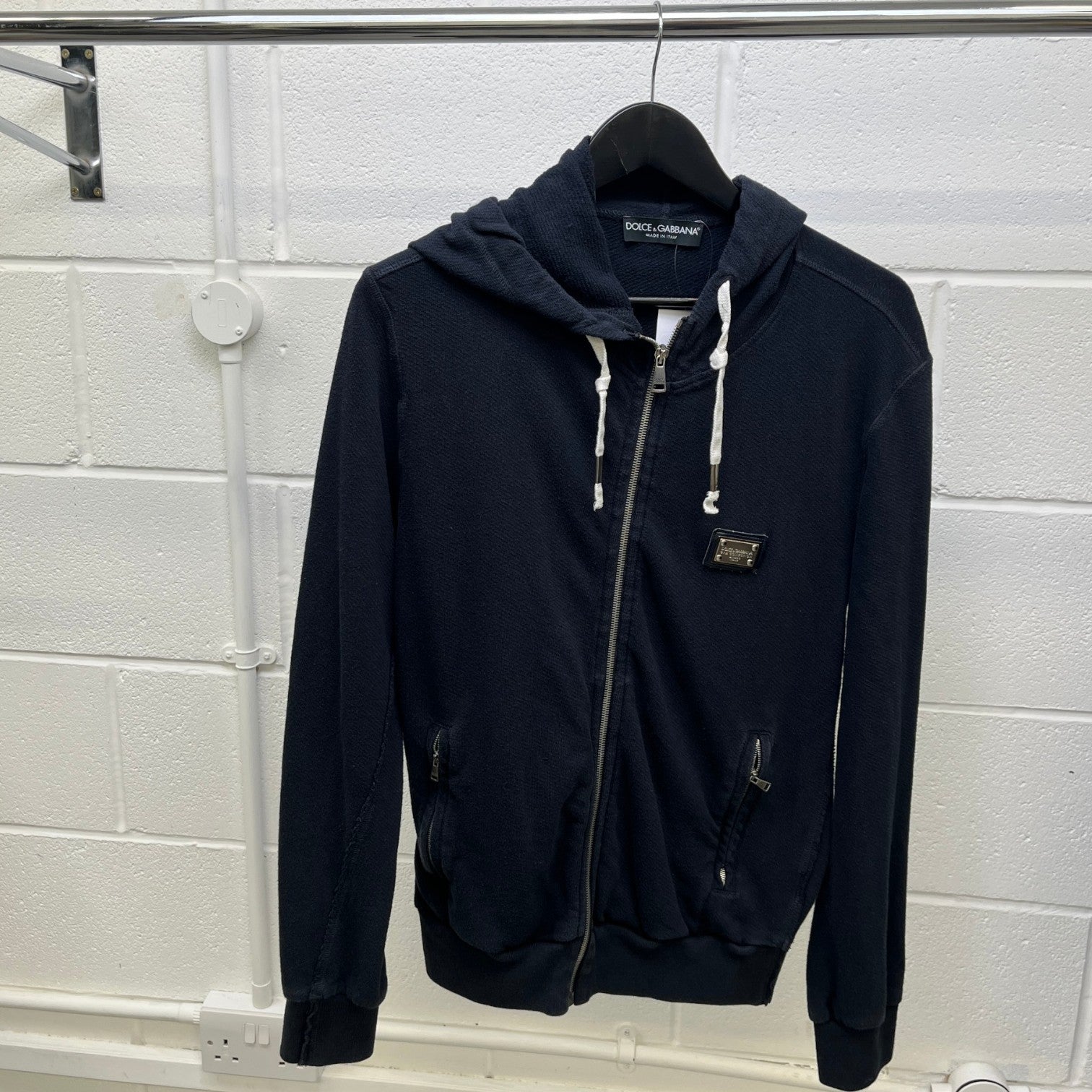 Men's Plaque Logo Hoodie Navy Size IT 46 / UK S