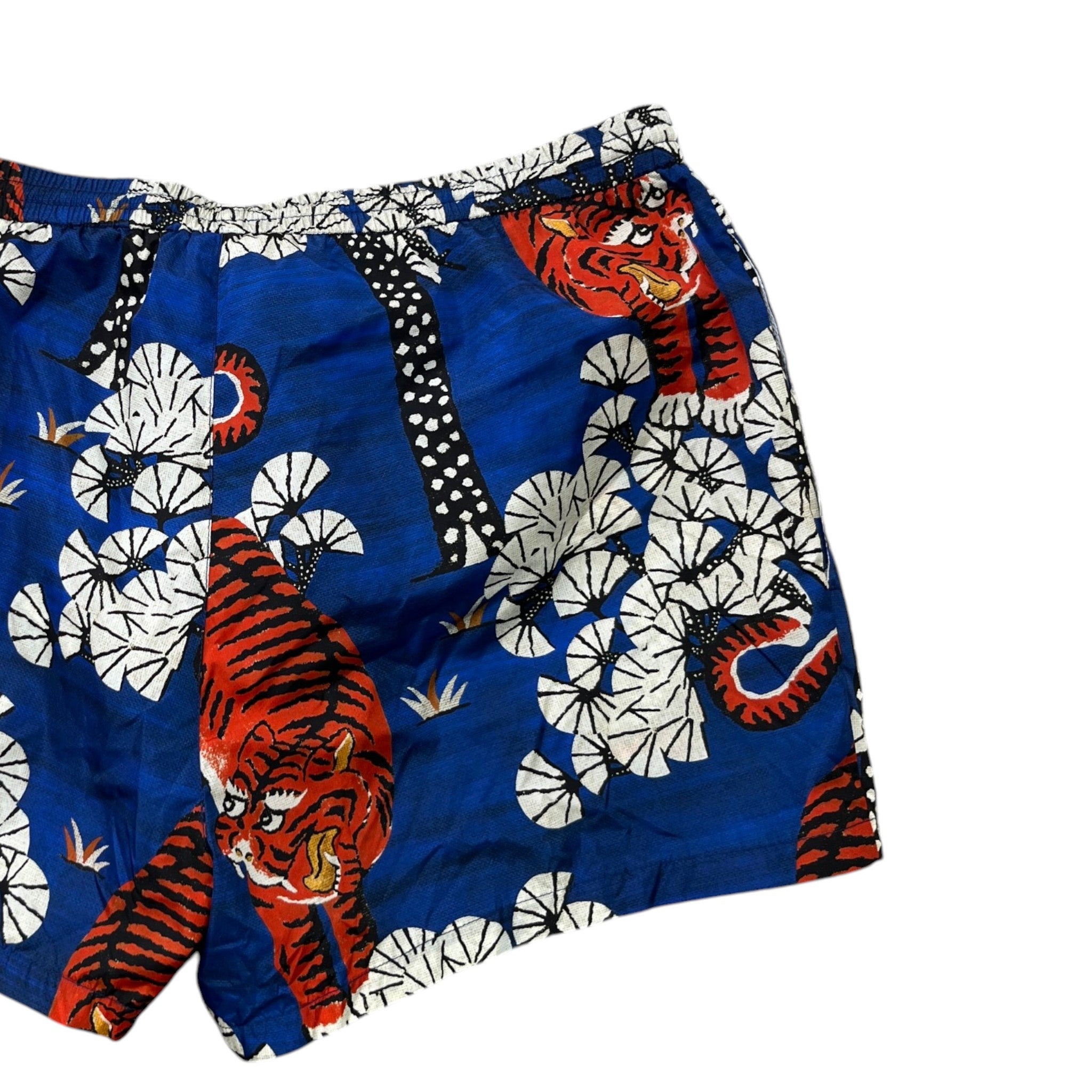 Men's Tiger Print Swim Shorts Blue Size W32 / IT 48