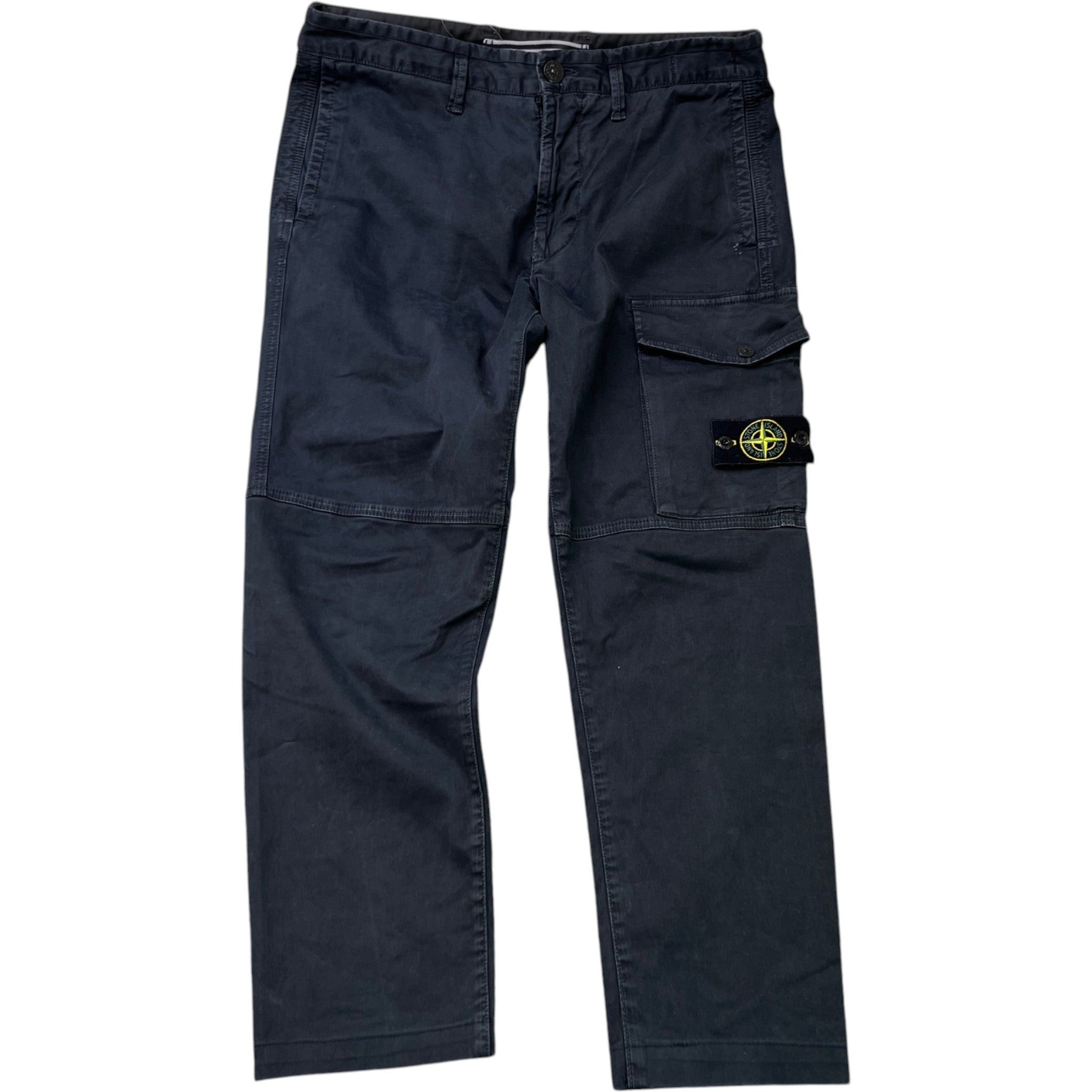 Men's Applique Logo Cargo Trousers Black Size Waist 33"