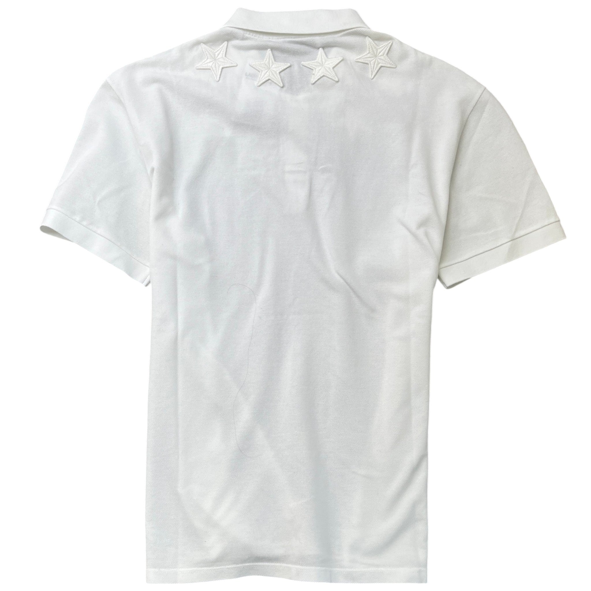 Men's Stars Embroidered Polo Shirt White Size XXL