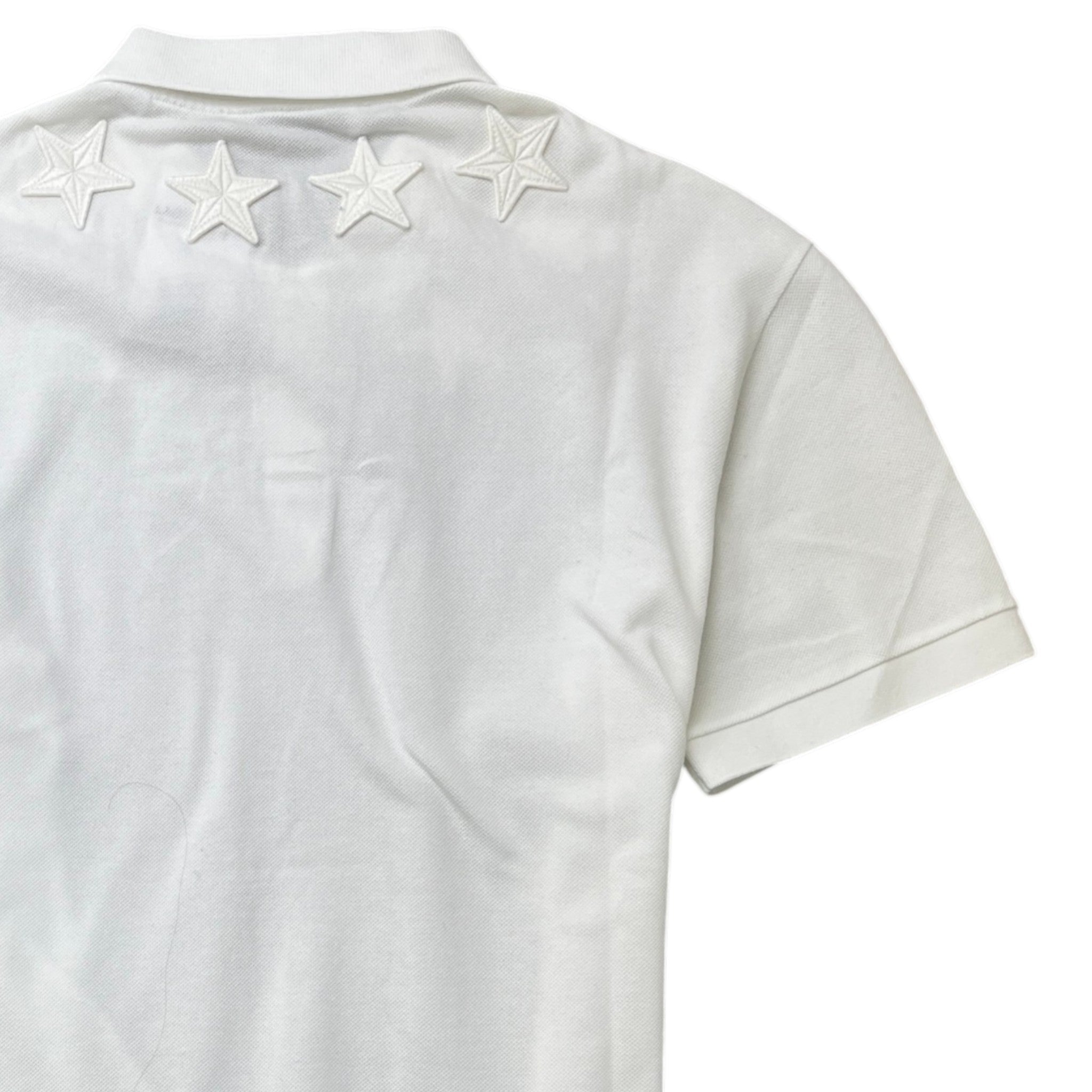 Men's Stars Embroidered Polo Shirt White Size XXL