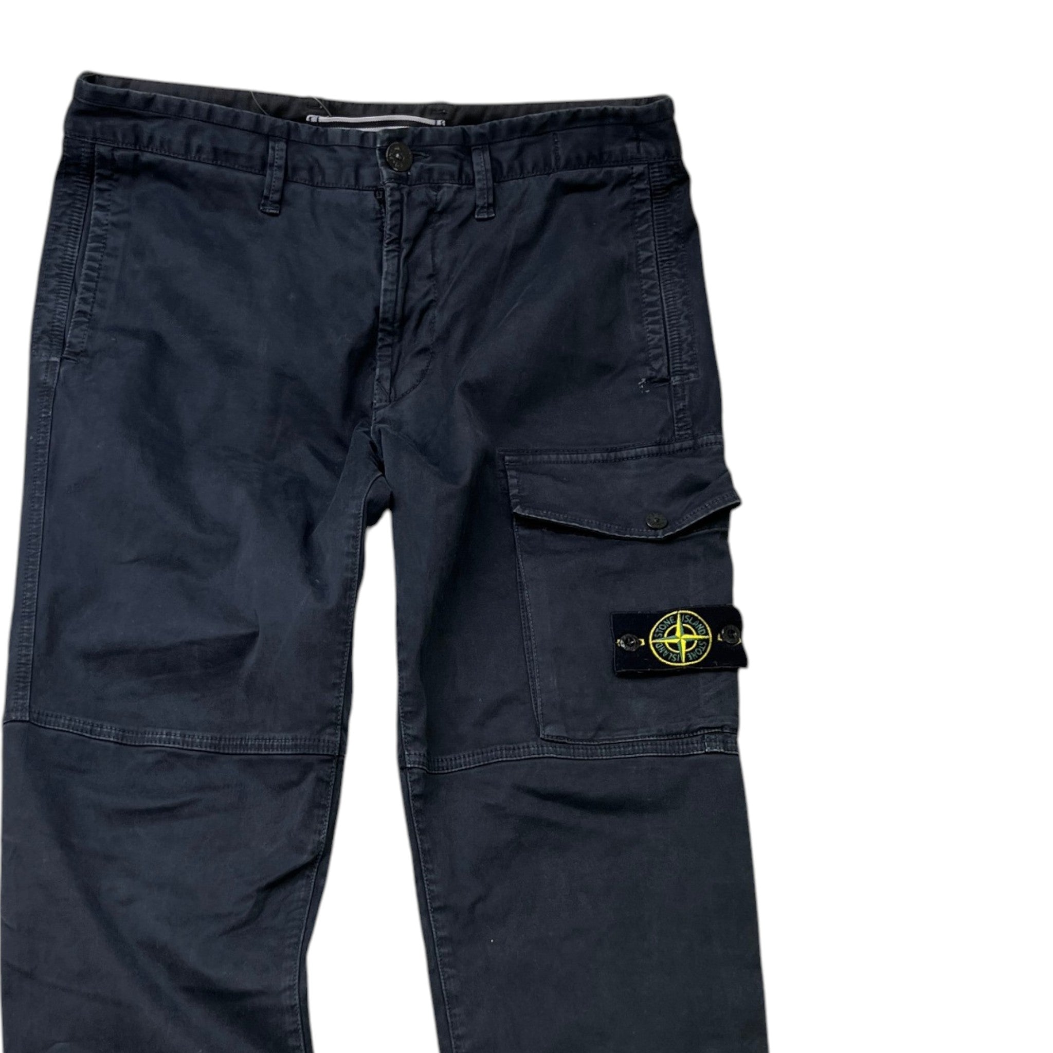 Men's Applique Logo Cargo Trousers Black Size Waist 33"