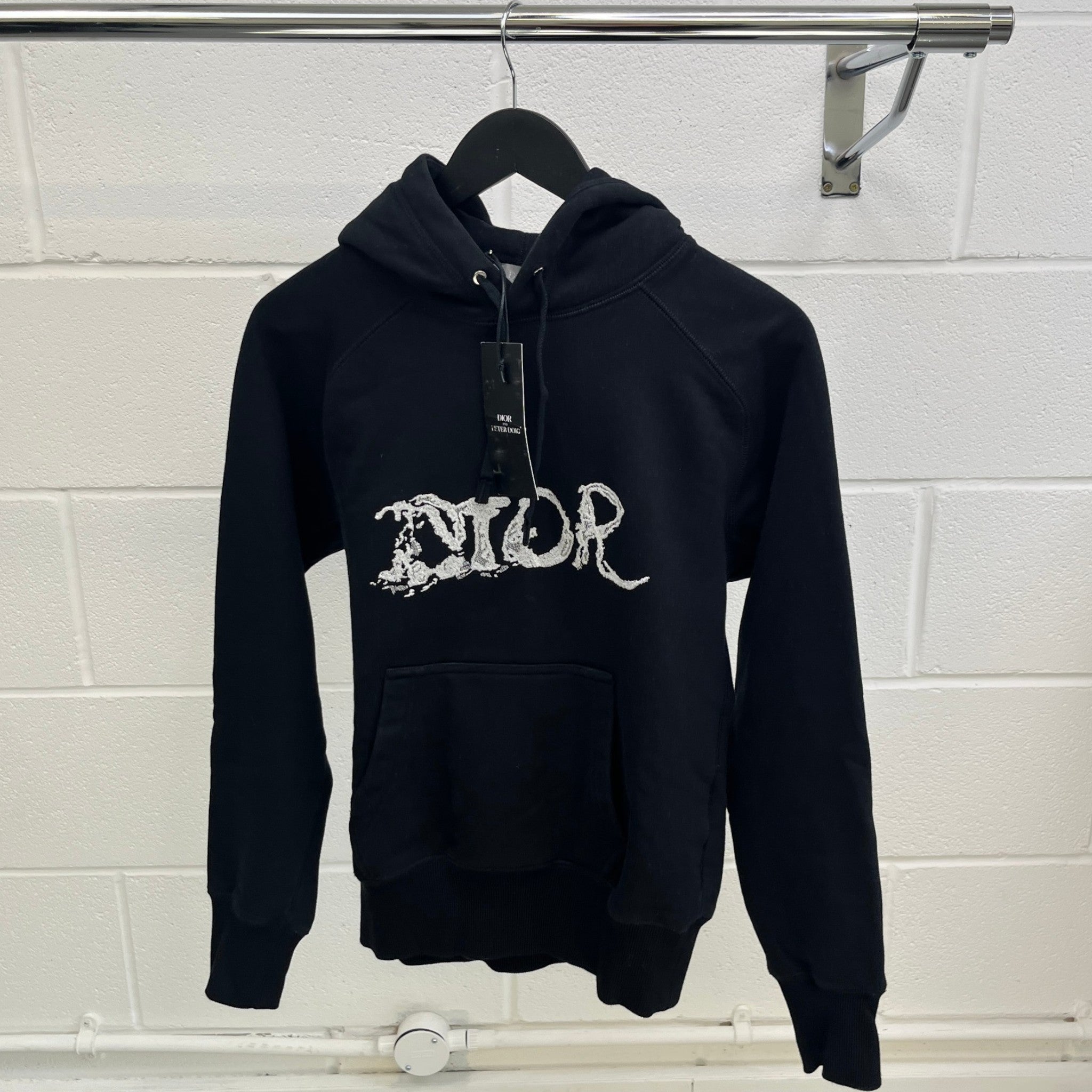 Men's X Peter Doig Embroidered Logo Hoodie Black Size XXS