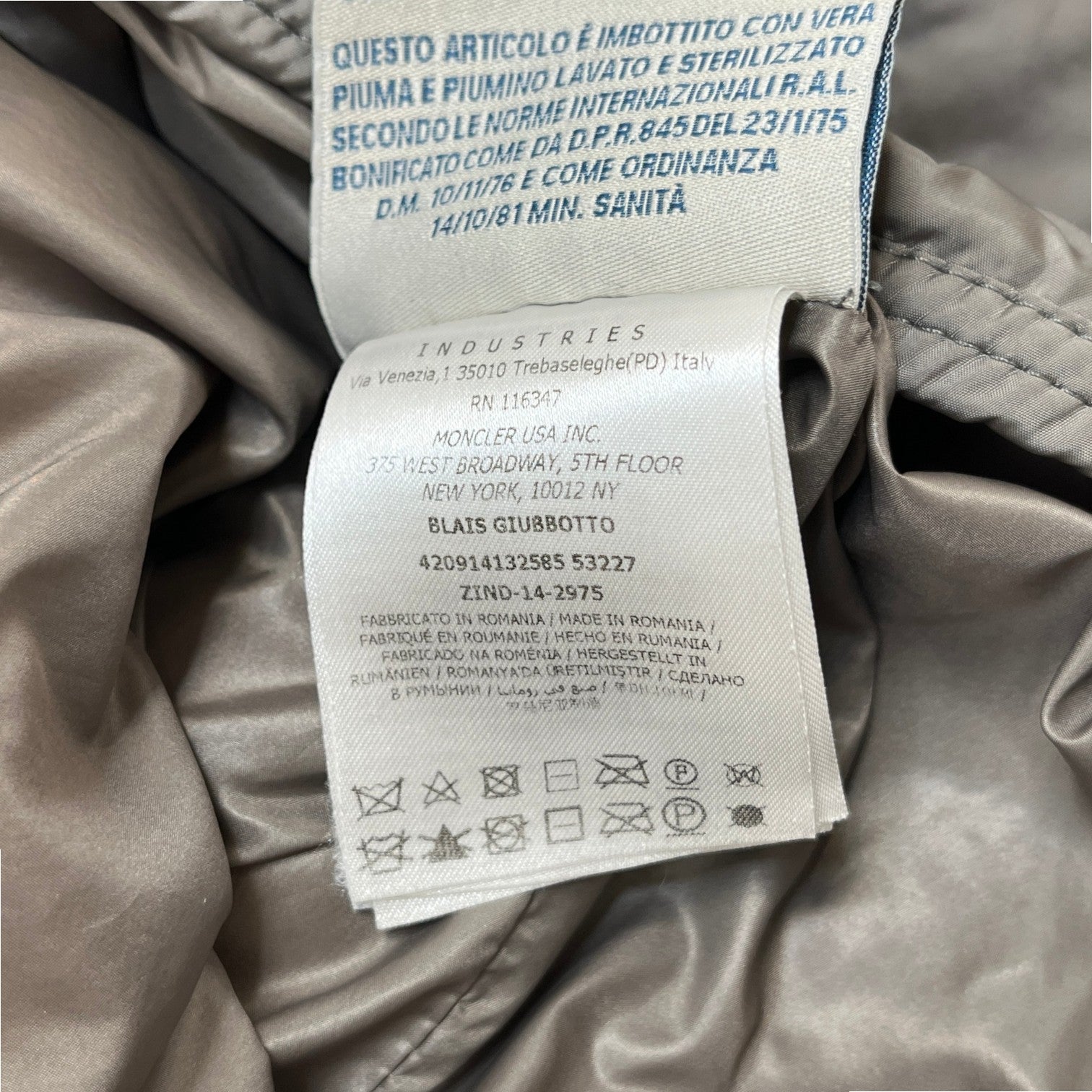 Men's Blais Down Jacket Grey Size 4 / XL