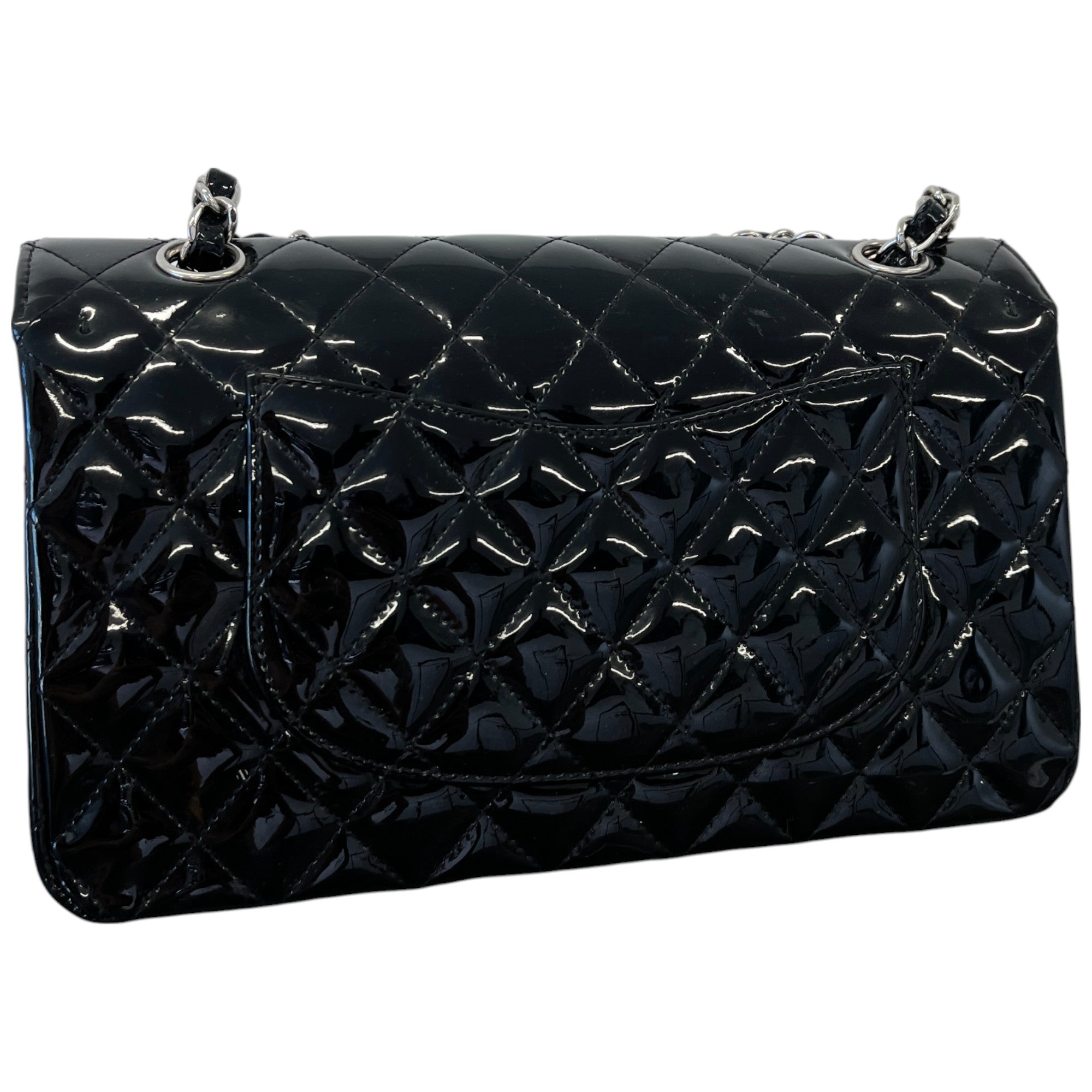 Women's Classic Flap Patent Medium Bag Black