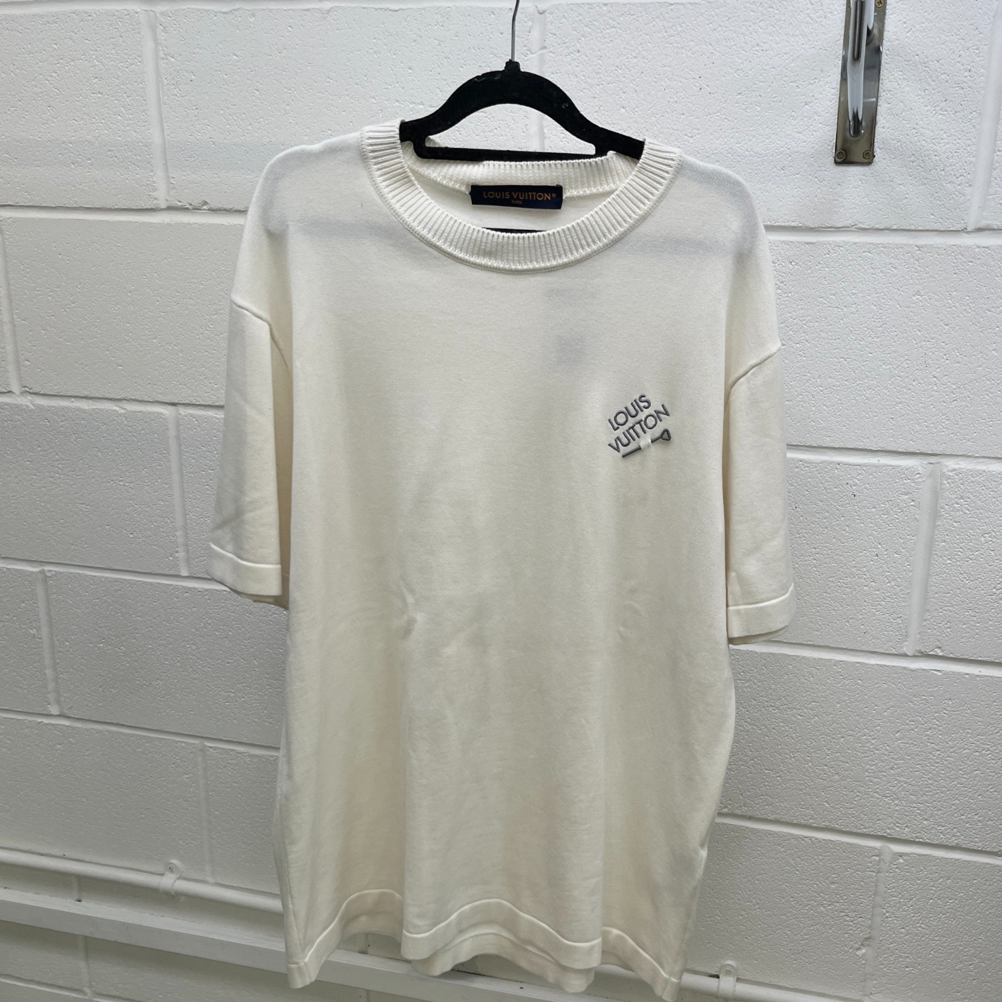 Men's Embroidered Signature T-Shirt White Size XL