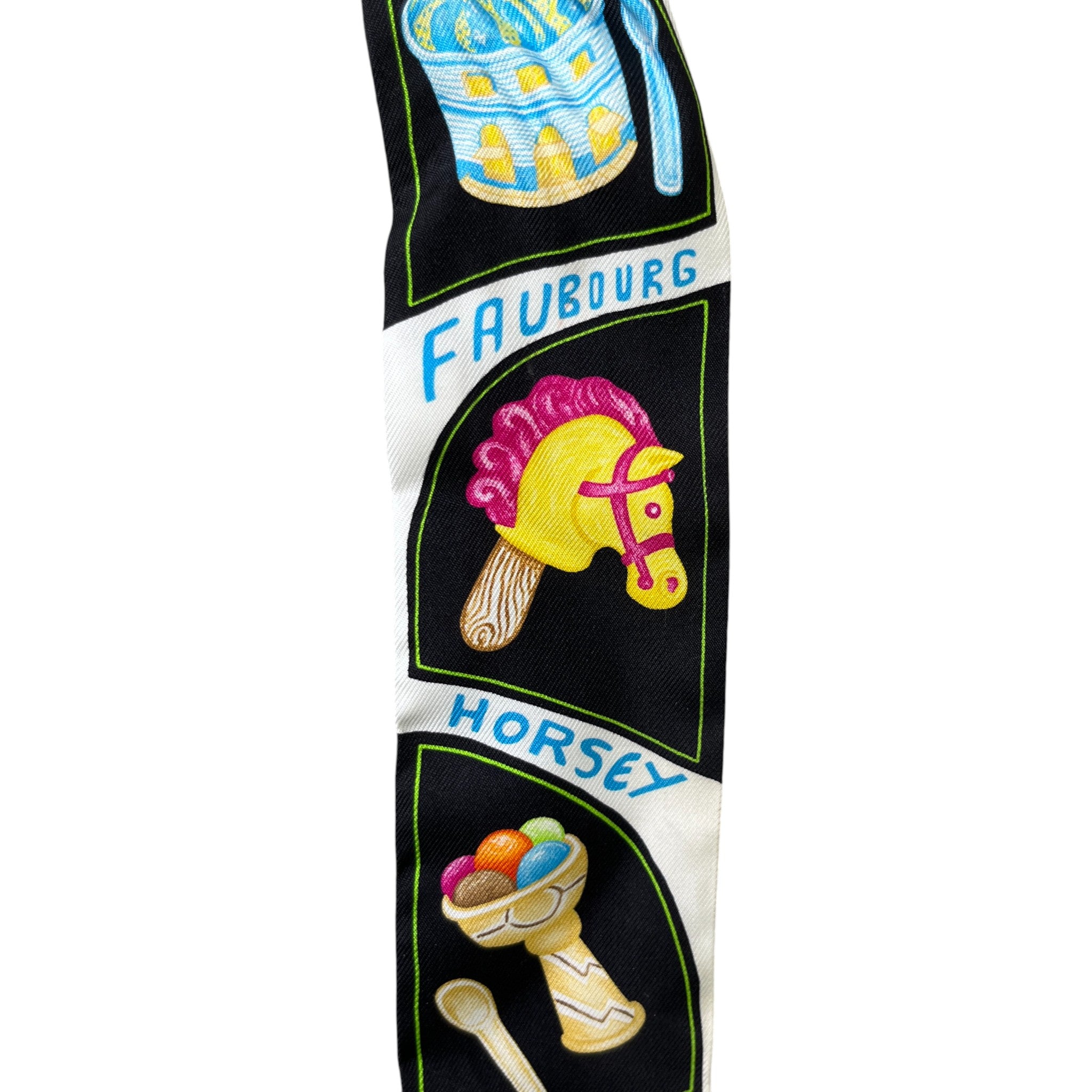 Women's Funny Ice Cream Twilly Scarf Black