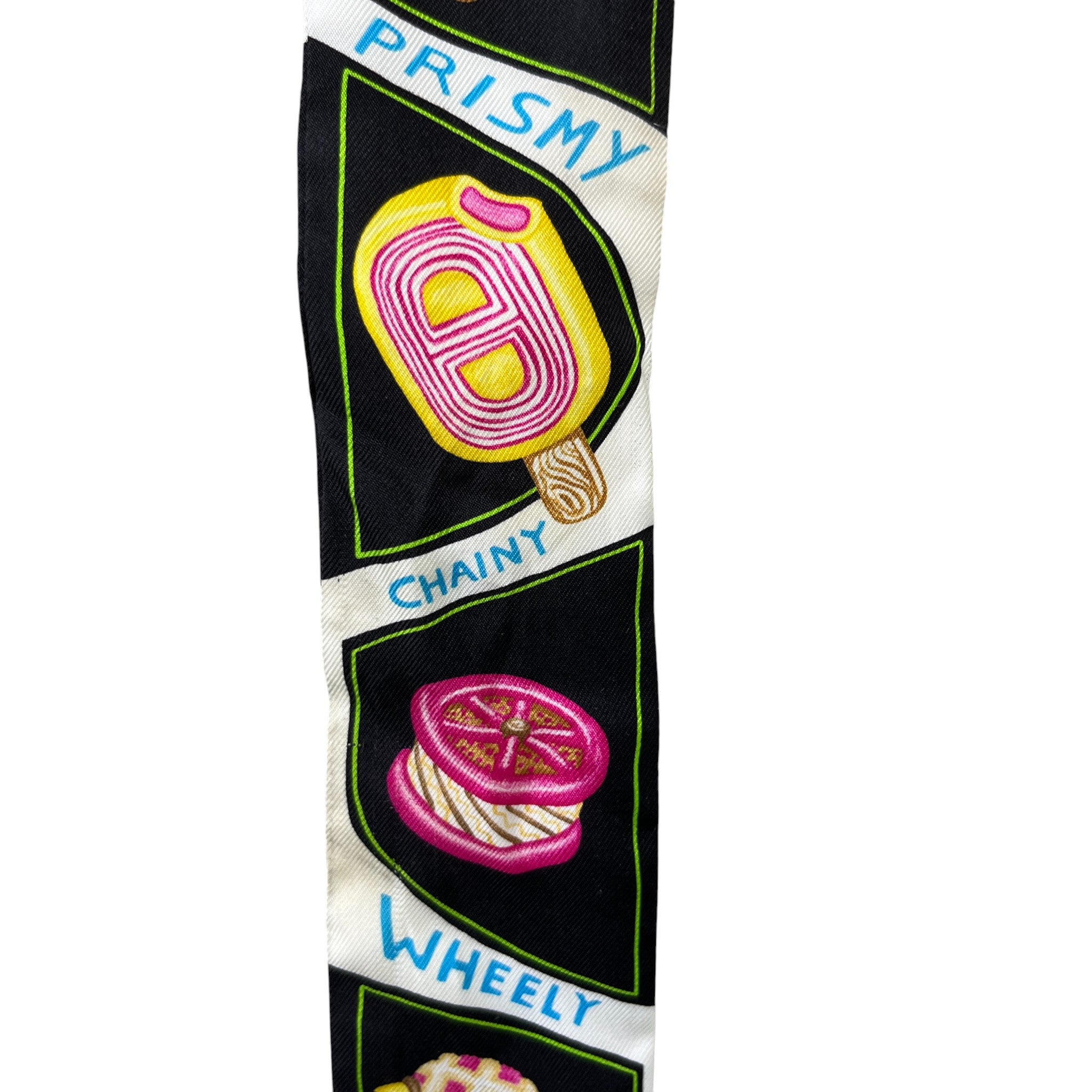 Women's Funny Ice Cream Twilly Scarf Black