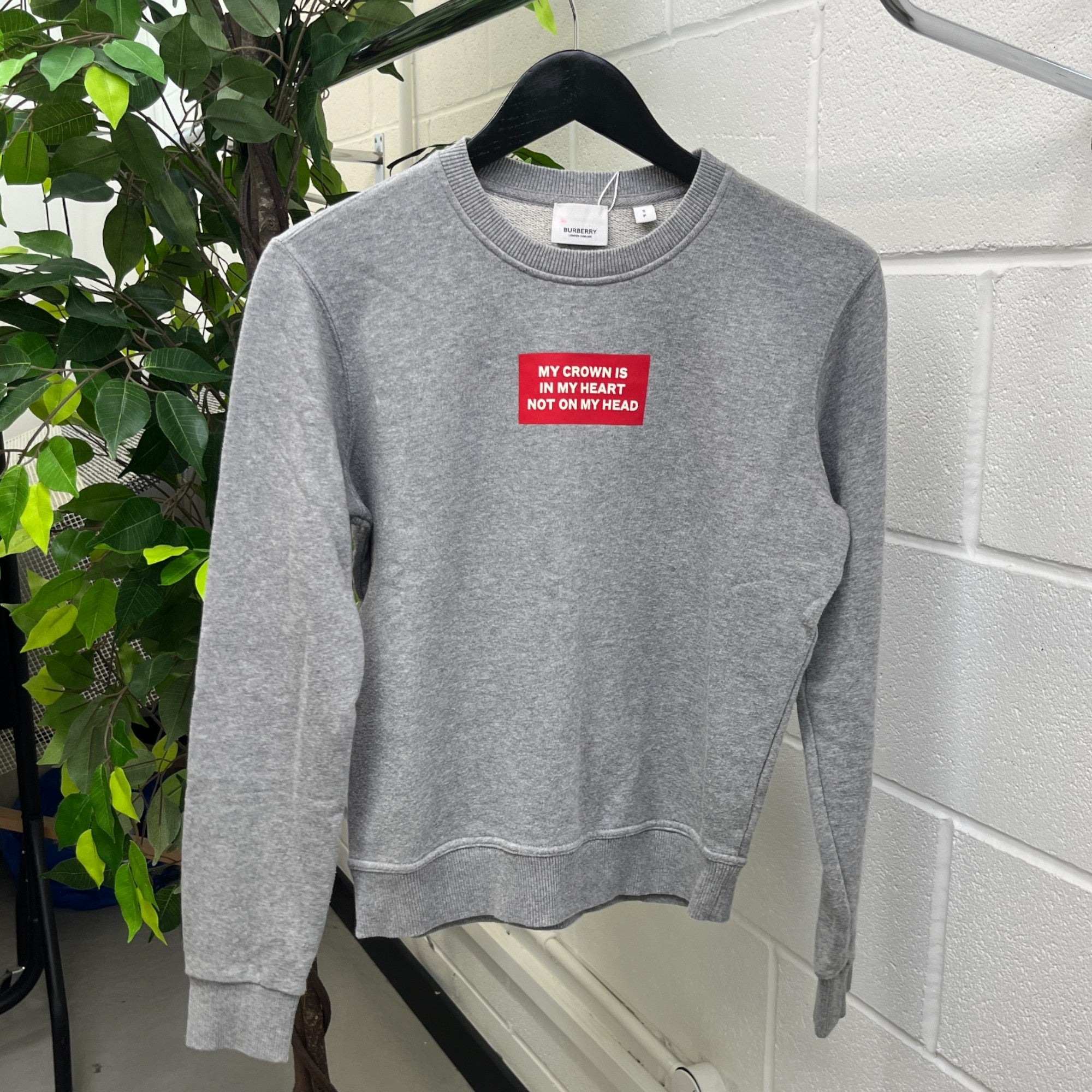 Men's Logo Print Jumper Grey Size S