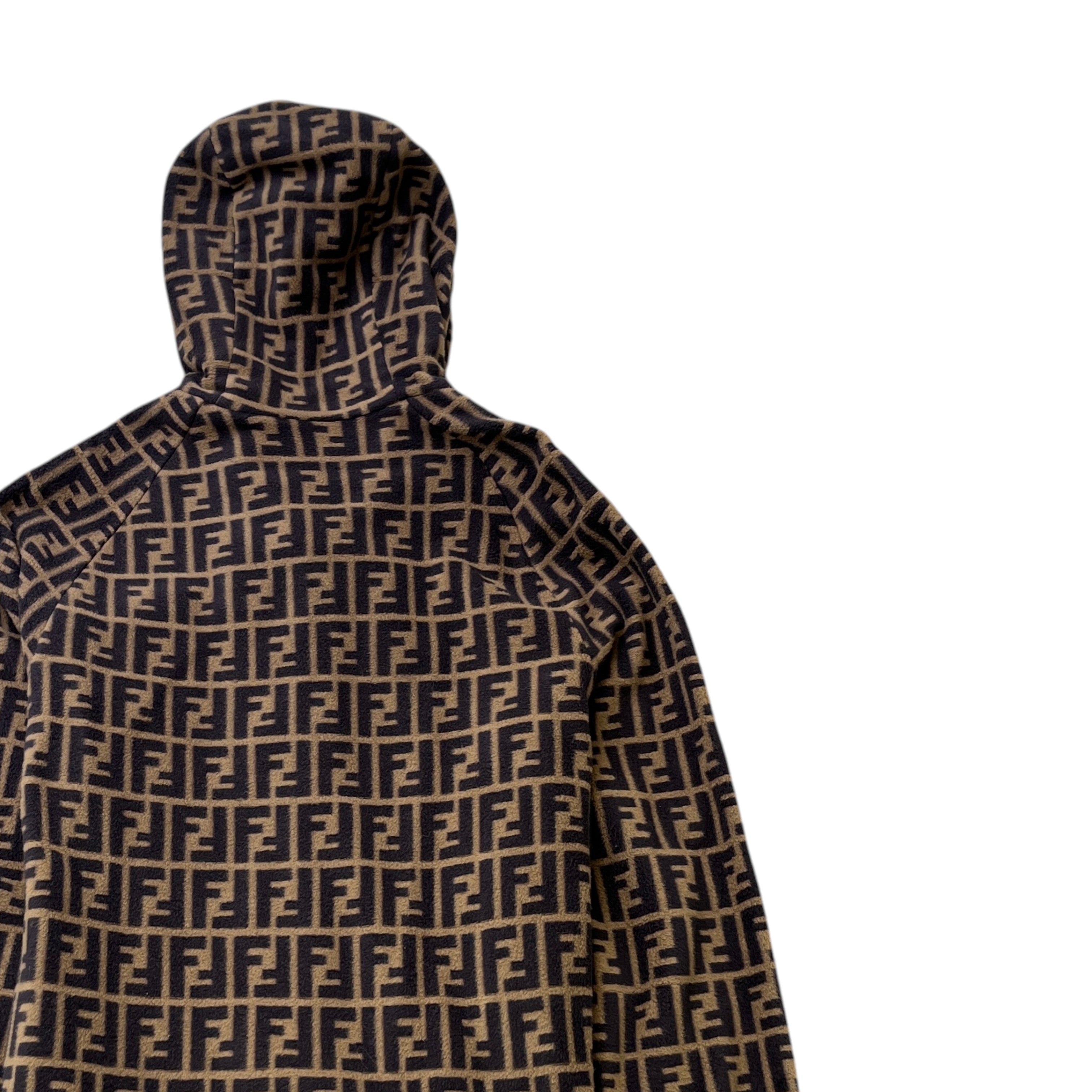 Men's Zucca Ff Logo Fleece Hoodie Brown Size S