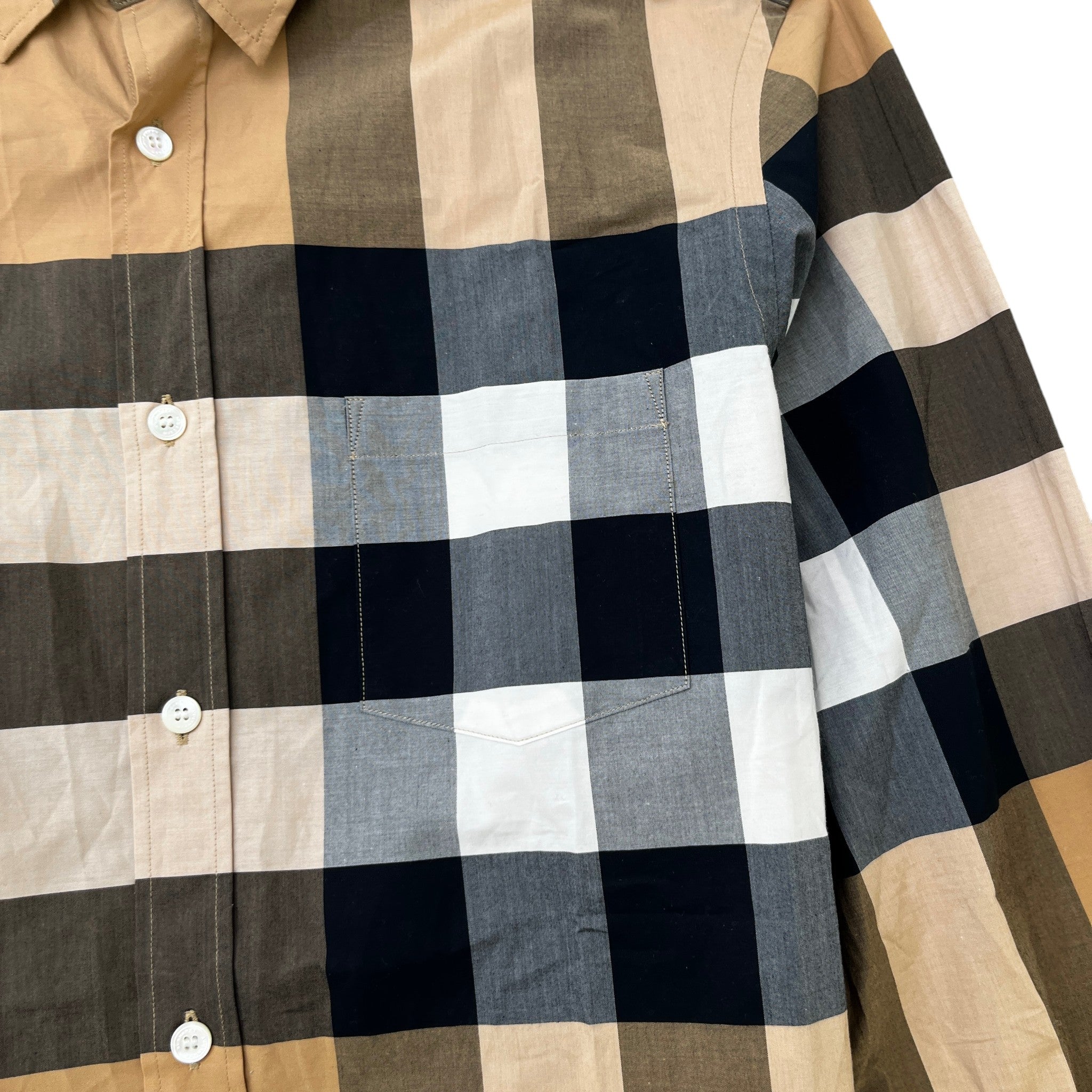Men's Nova Check Long Sleeve Shirt Beige Size M